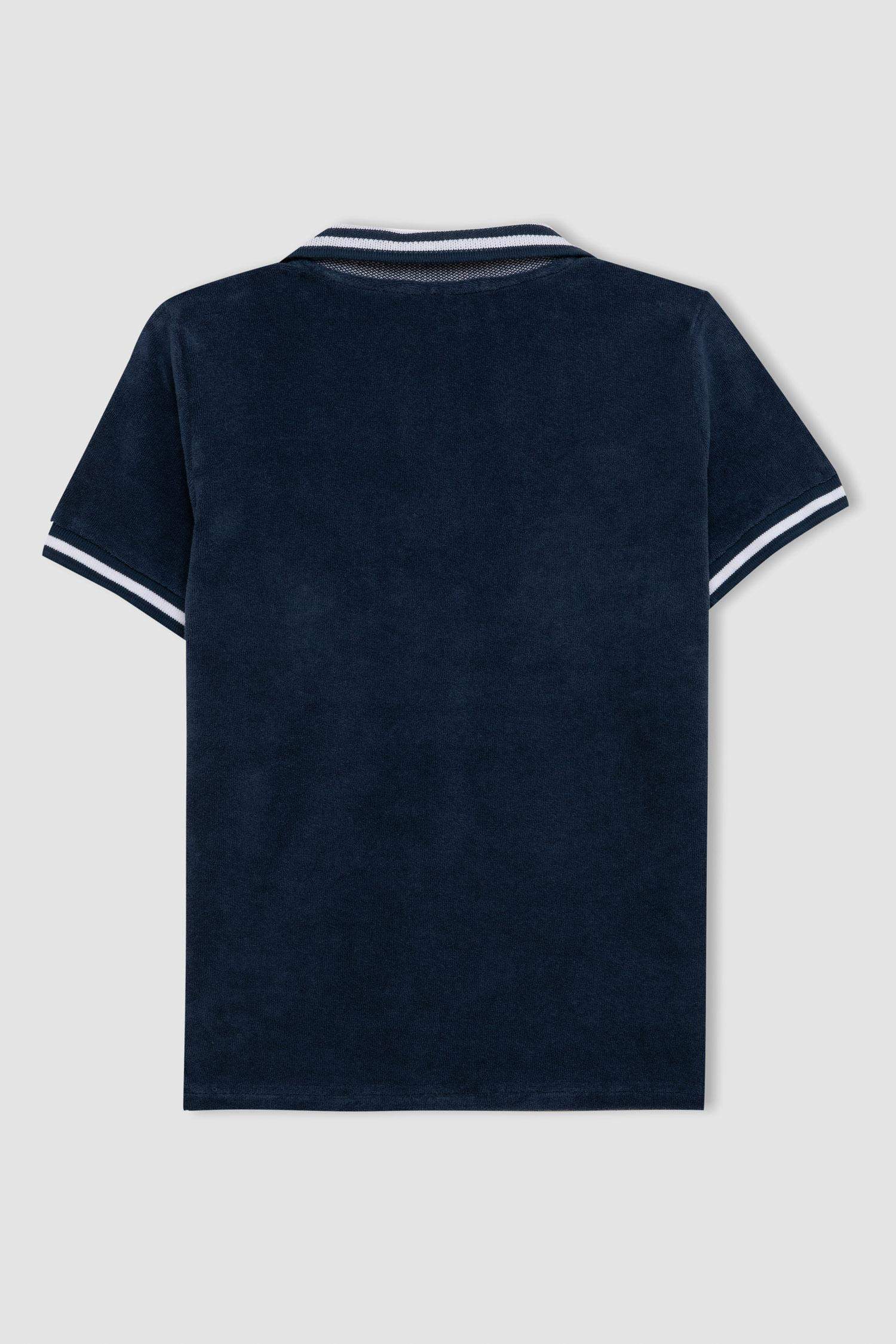 Erkek Çocuk Apaş Yaka Havlu Kumaş Kısa Kollu Tişört