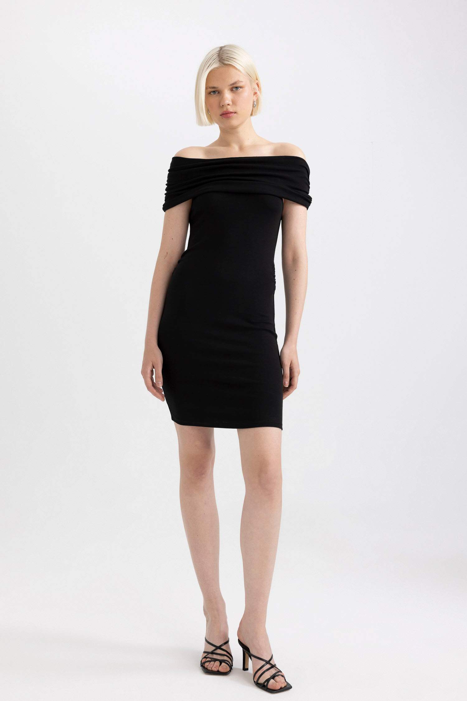 Bodycon Off-the-Shoulder Ribbed Camisole Mini Dress