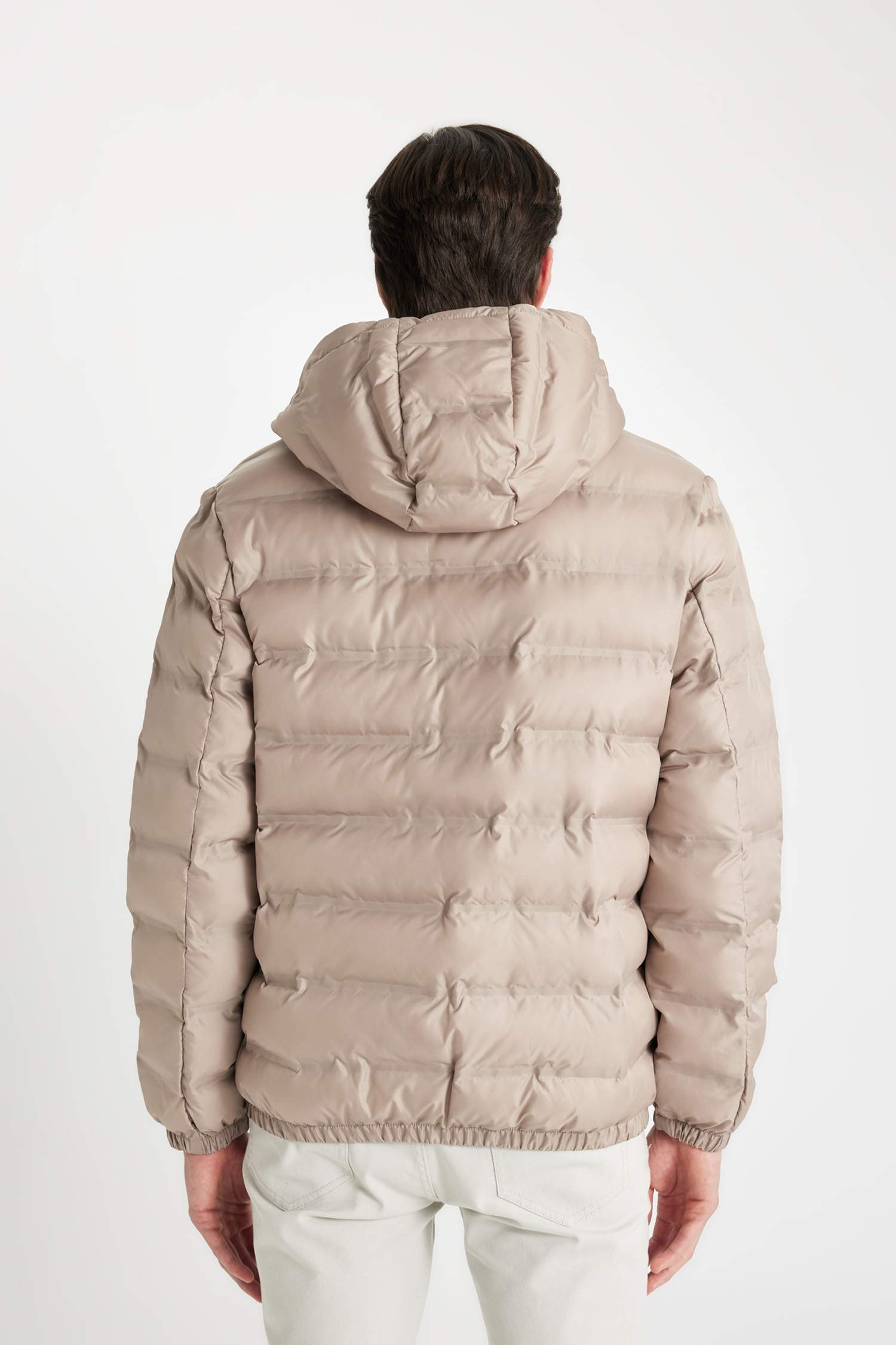 Su İtici Rüzgar Geçirmez Slim Fit Dar Kesim Astarlı Kapüşonlu Fermuarlı Cepli Kışlık Şişme Mont