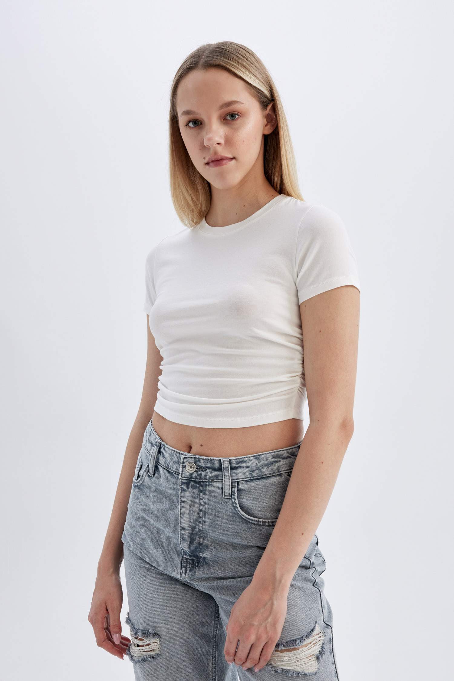 Fitted Crew Neck Modal Short Sleeve T-Shirt