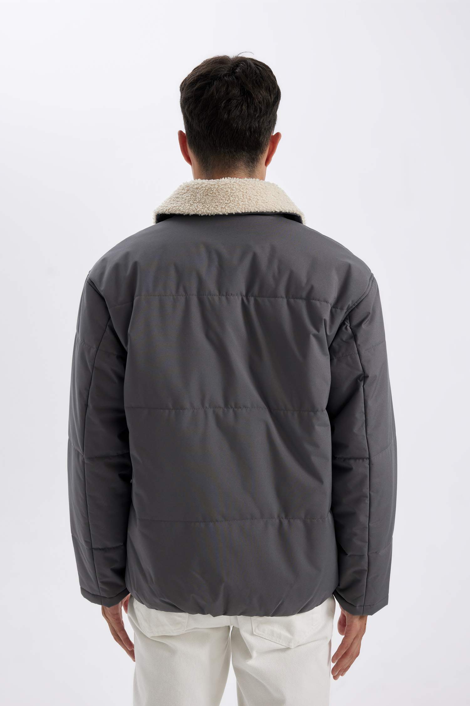 Su İtici Rüzgar Geçirmez Slim Fit Dar Kesim Suni Kürklü Polo Yaka Astarlı Fermuarlı Cepli Mont