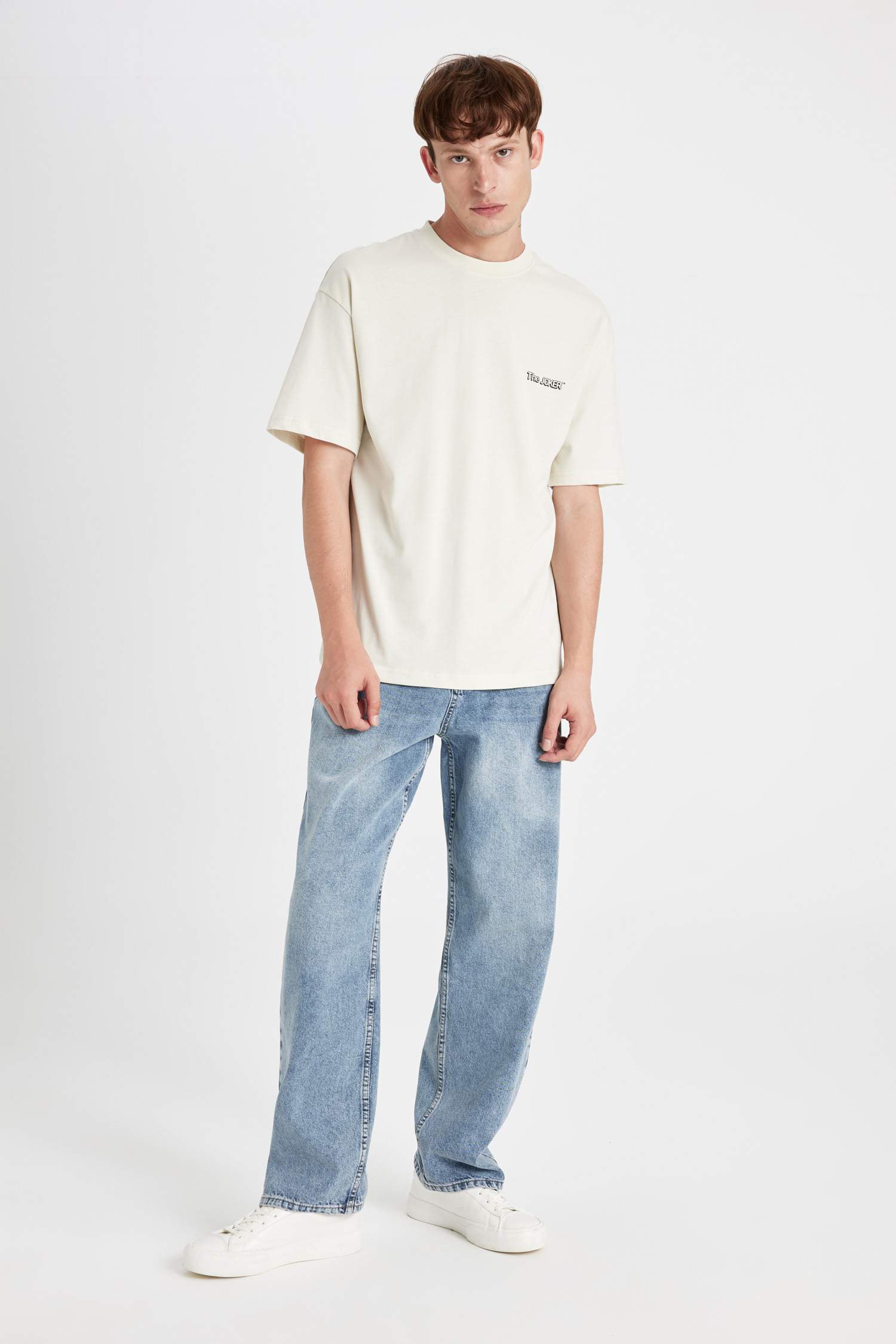 %100 Pamuk Batman Boxy Fit Bisiklet Yaka Sırt Baskılı Kısa Kollu Tişört