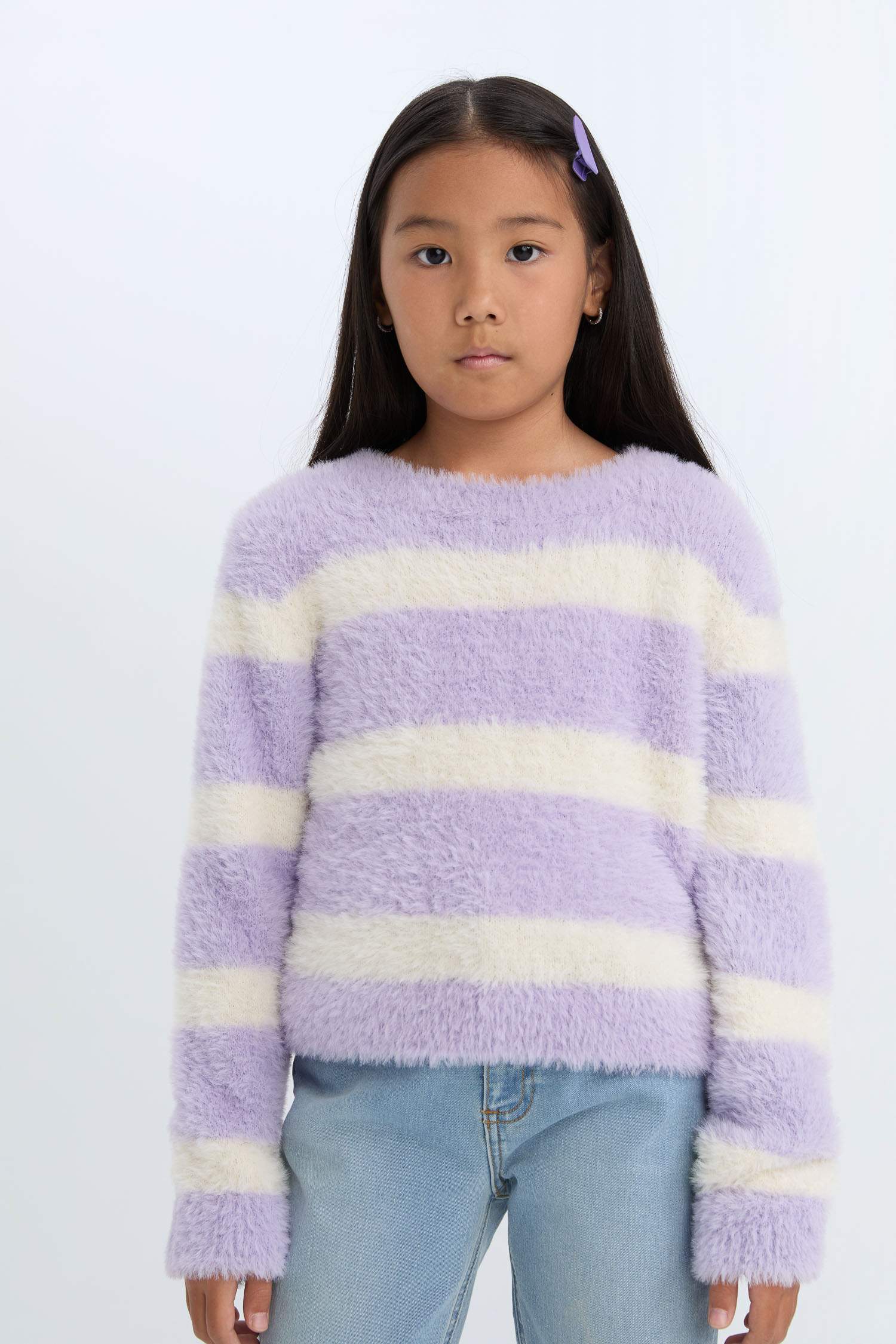 بلوفر قصة عادية برقبة مستديرة