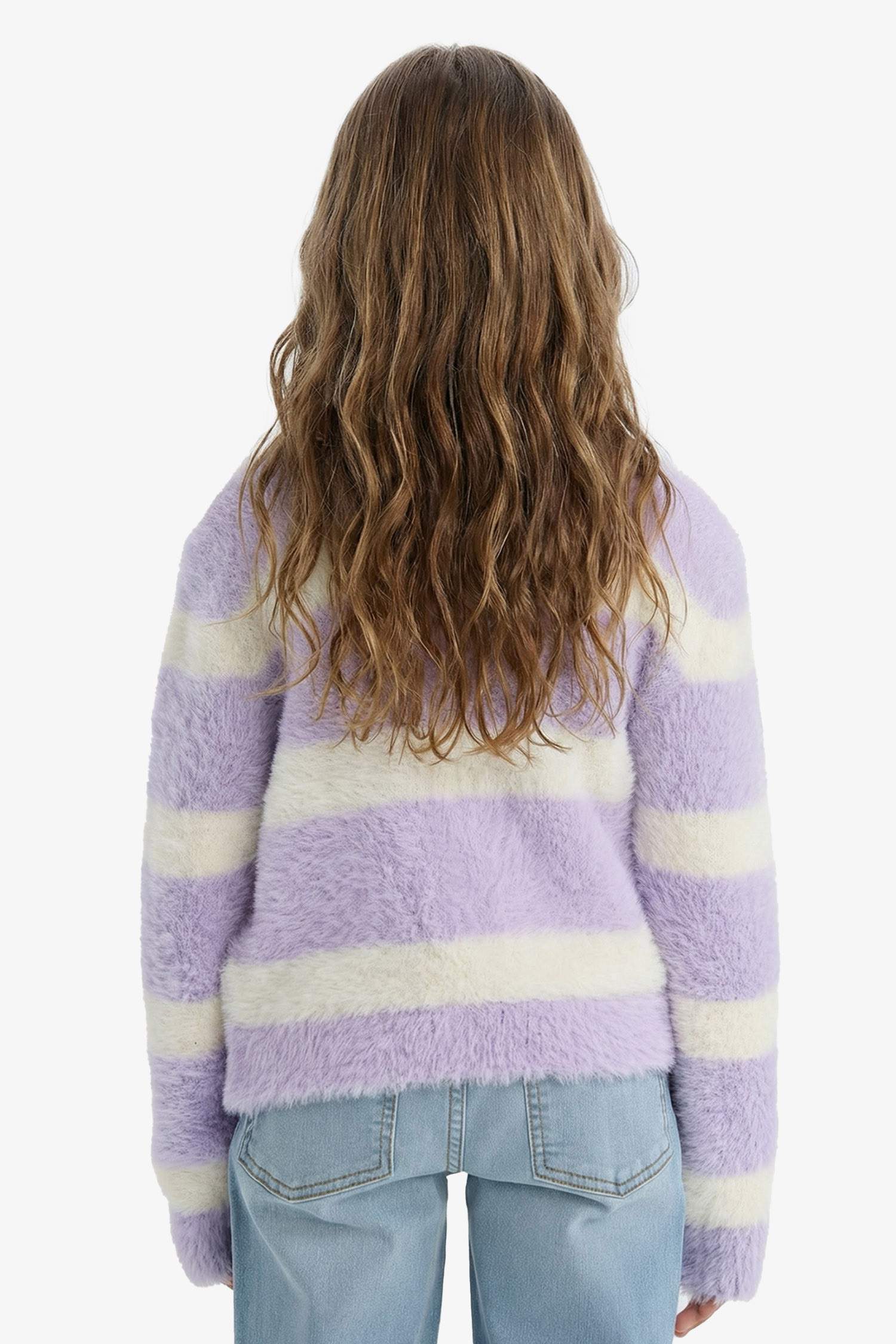 Girl Crew Neck Striped Pullover