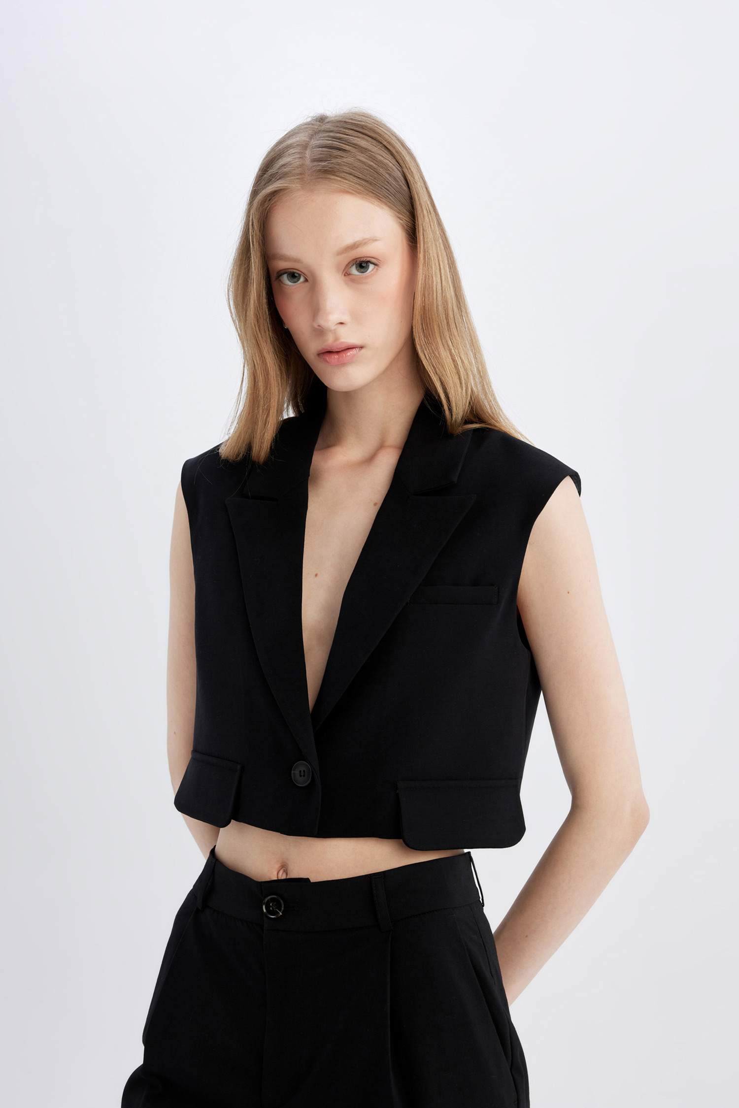 Crop Blazer Vest