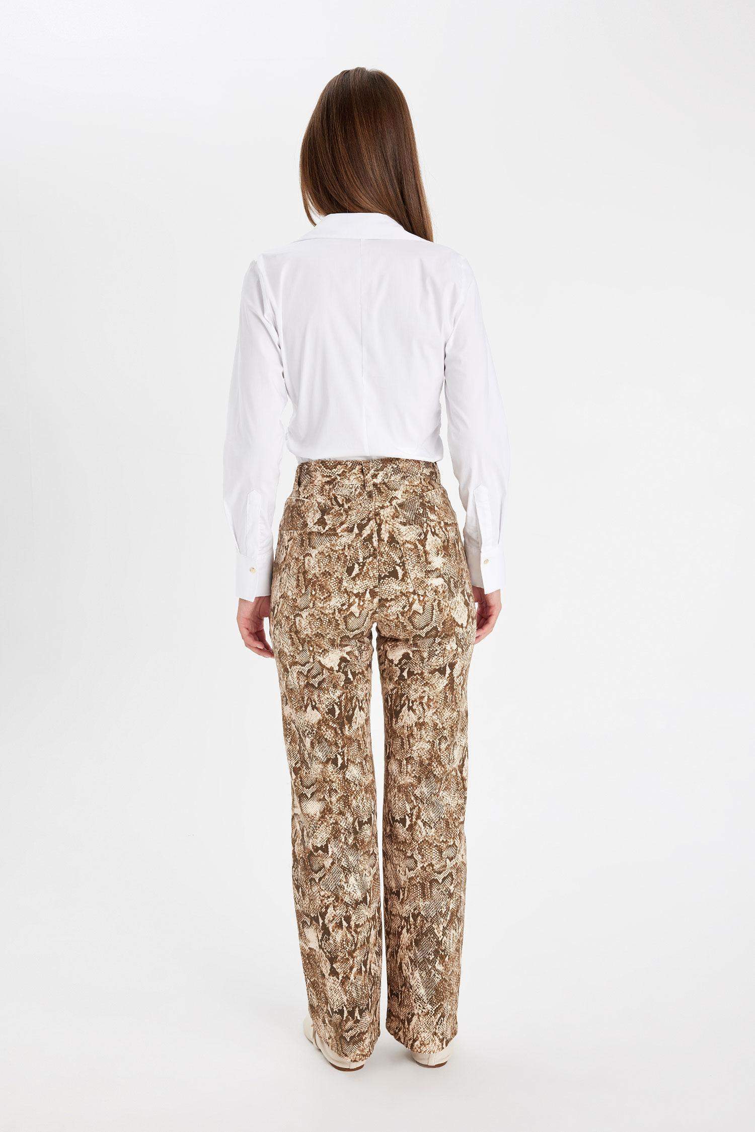 Брюки Straight Fit с леопардовым принтом с высокой талией