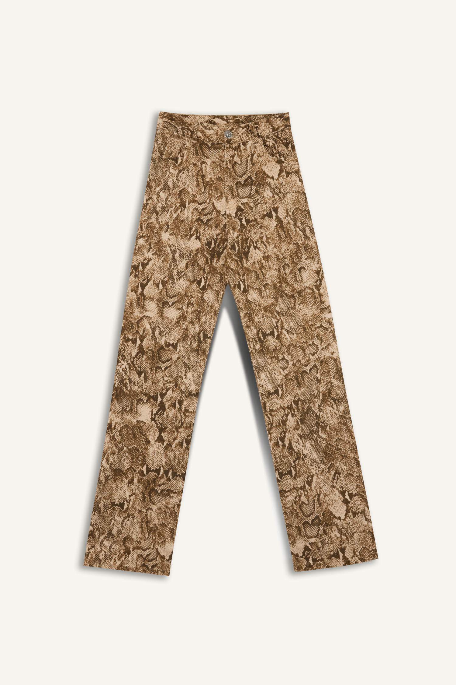 Брюки Straight Fit с леопардовым принтом с высокой талией