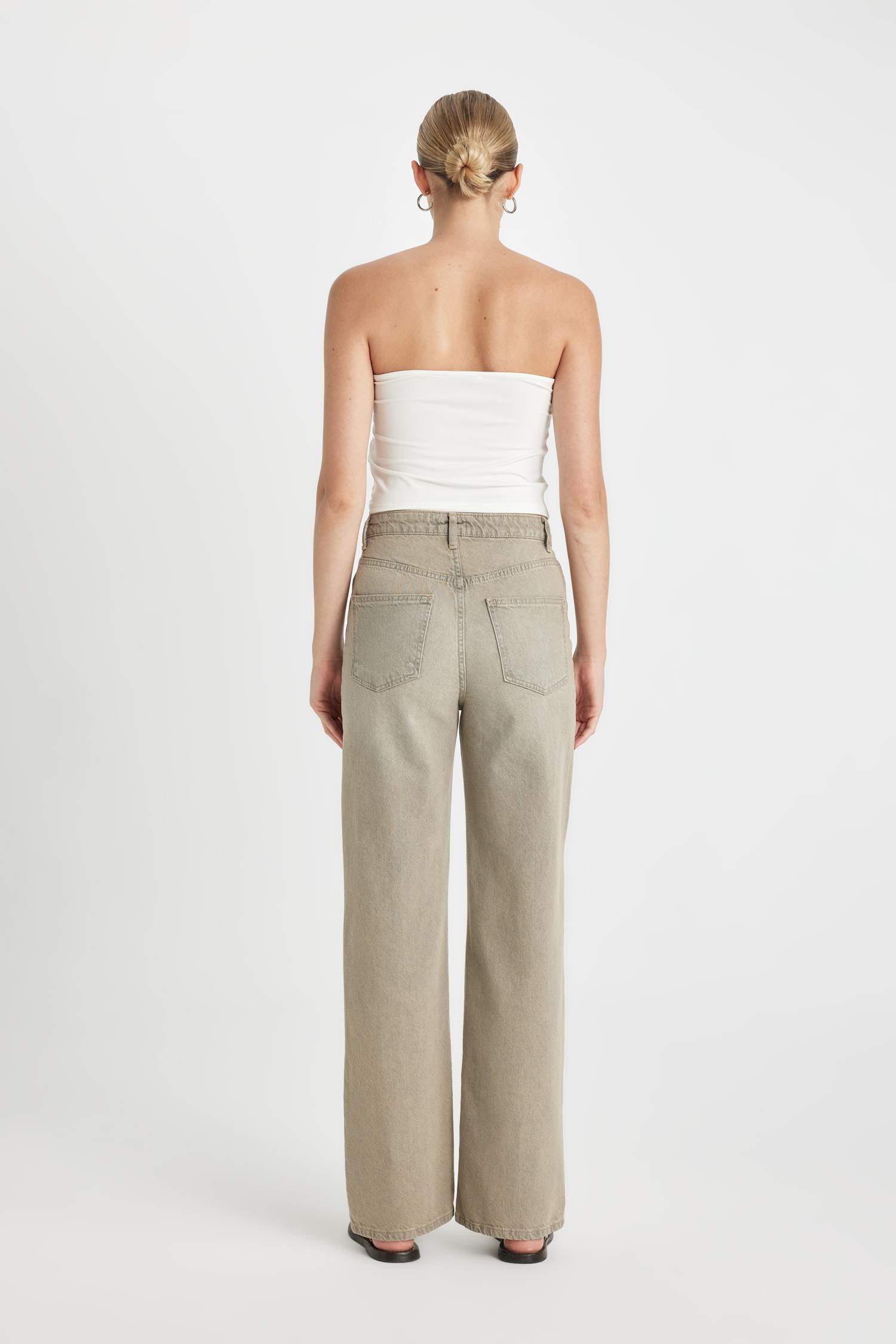 90's Wide Leg High Waist Long Washed Jeans