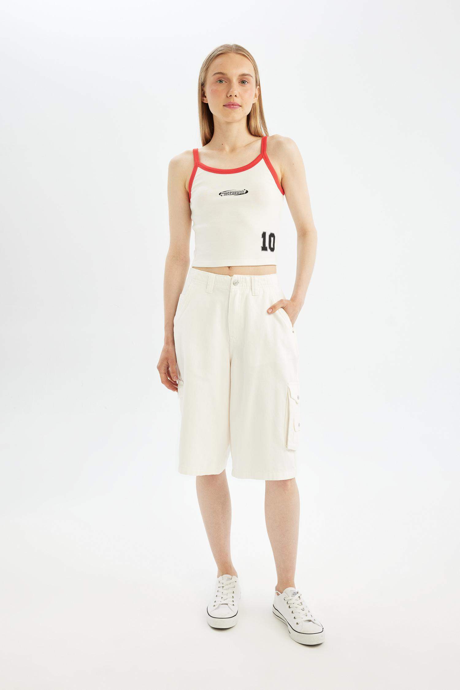 شورت برمودا جبردين بخصر عالي