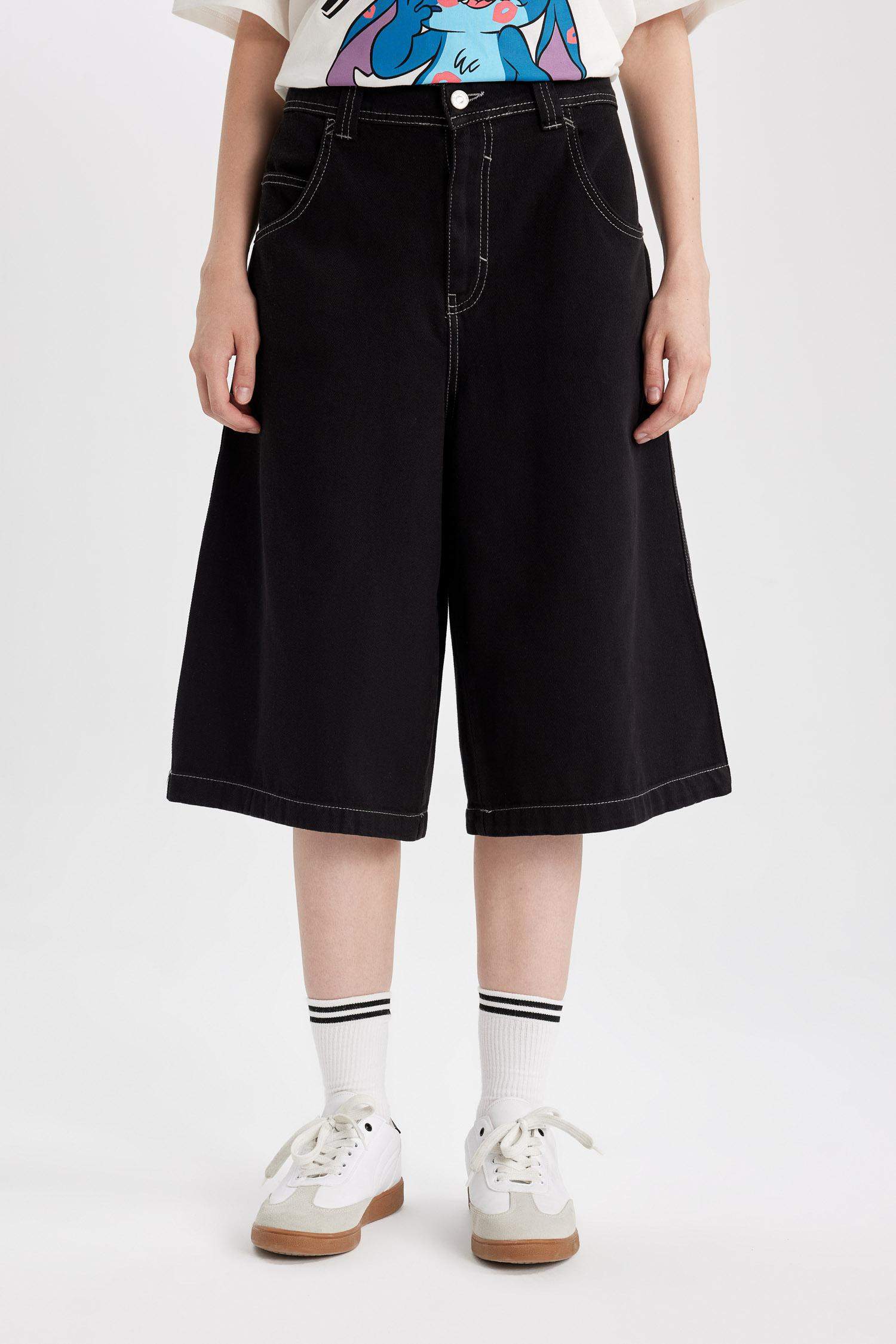 Coool Yüksek Bel Gabardin Bermuda Şort