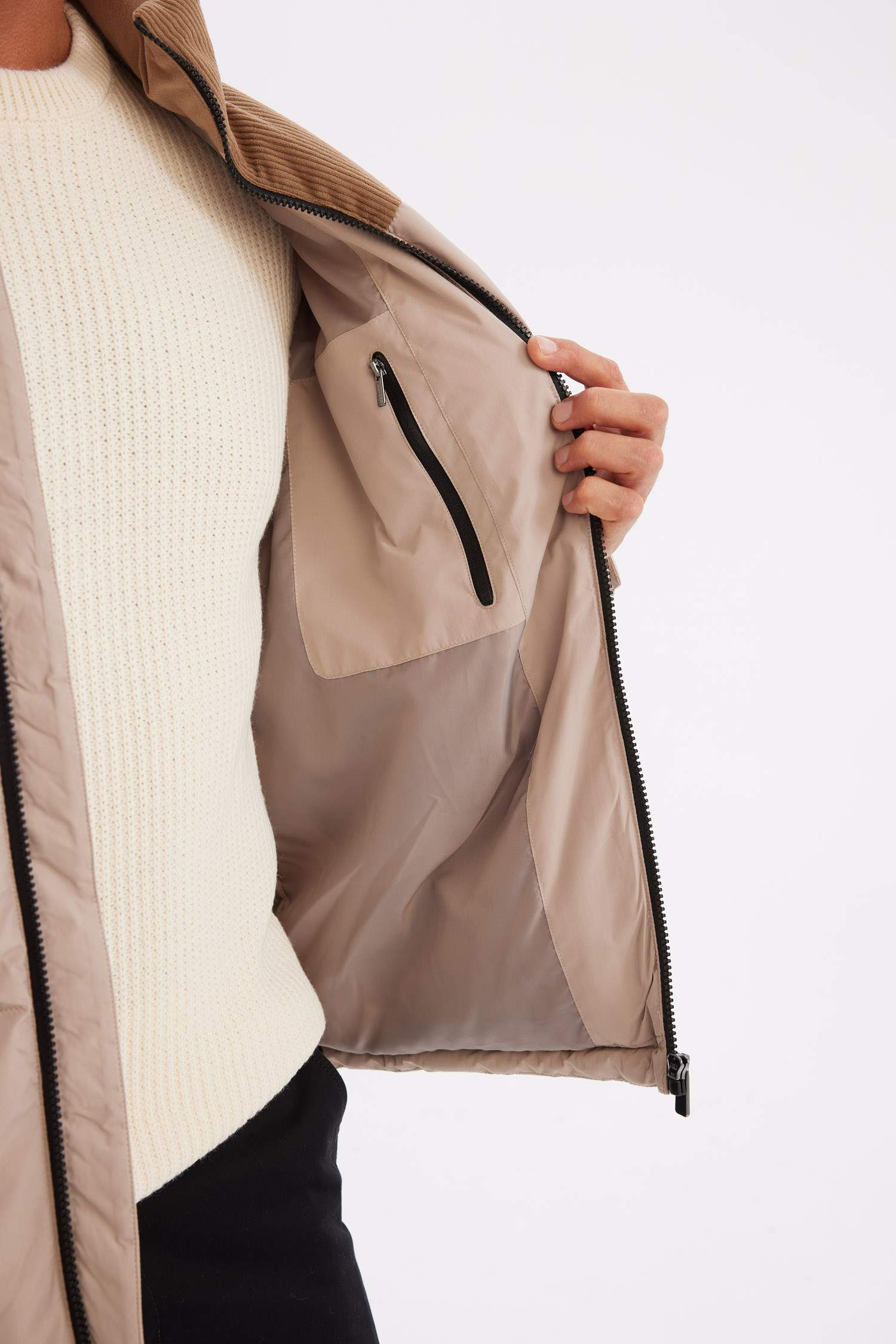 Su Geçirmez Şişme Mont Slim Fit Dar Kesim Dik Yaka Fermuarlı Cepli