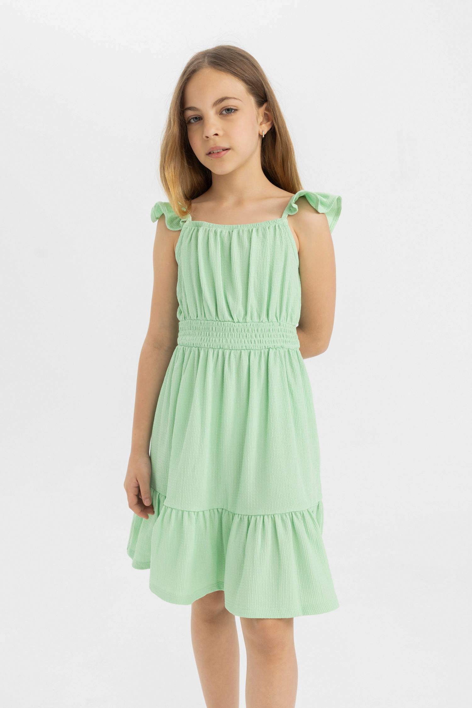 Robe à Bretelles Froncées pour Fille