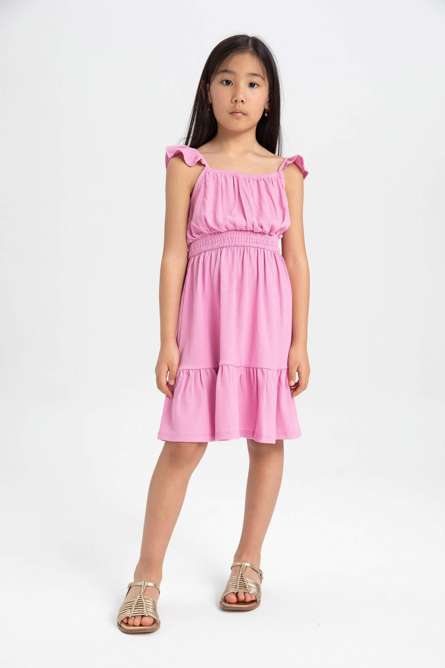 Girl Strappy Wrinkled Dress