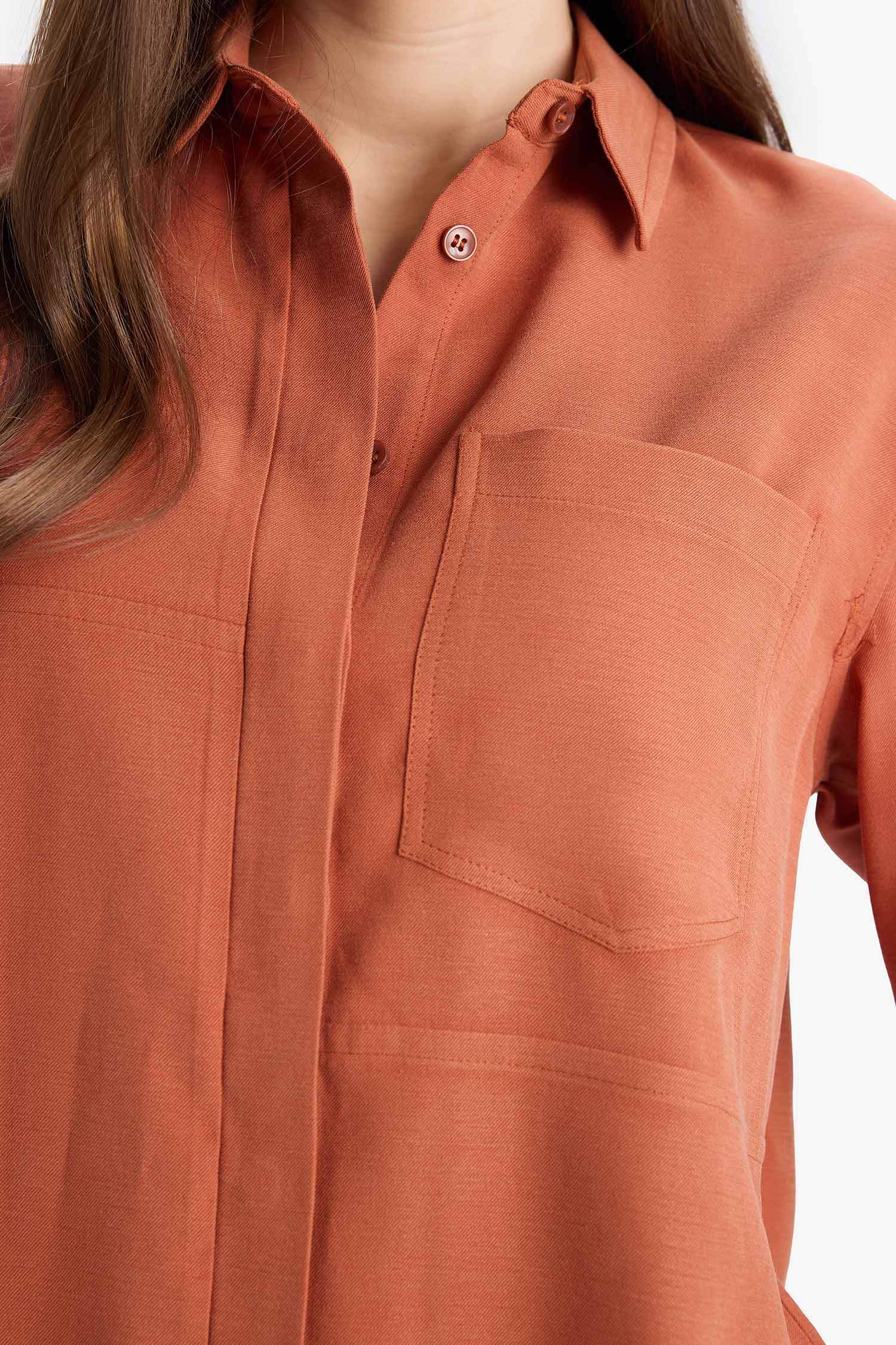 Relax Fit Basic Modal Long Sleeve Shirt Tunic