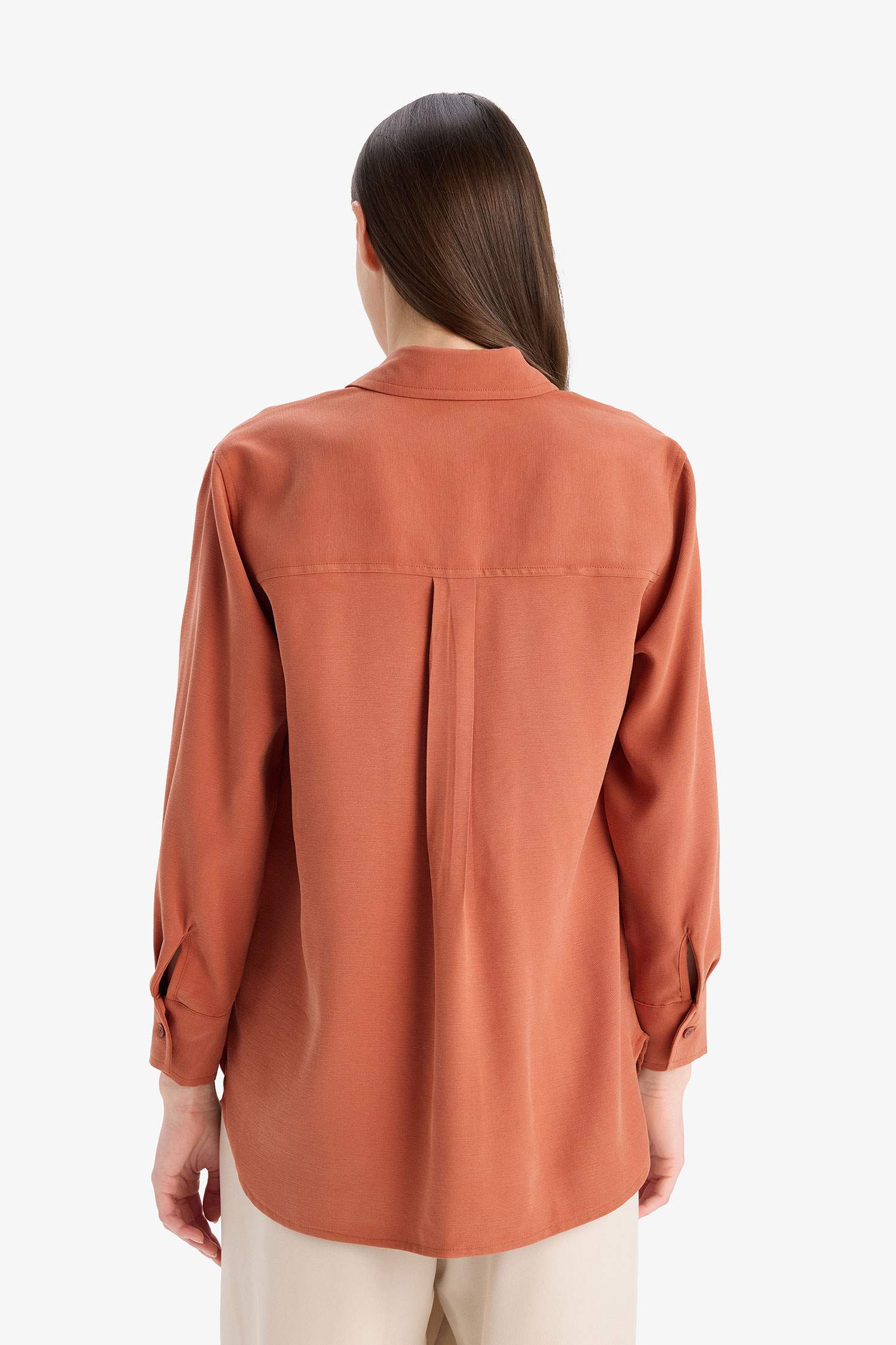 Relax Fit Basic Modal Long Sleeve Shirt Tunic