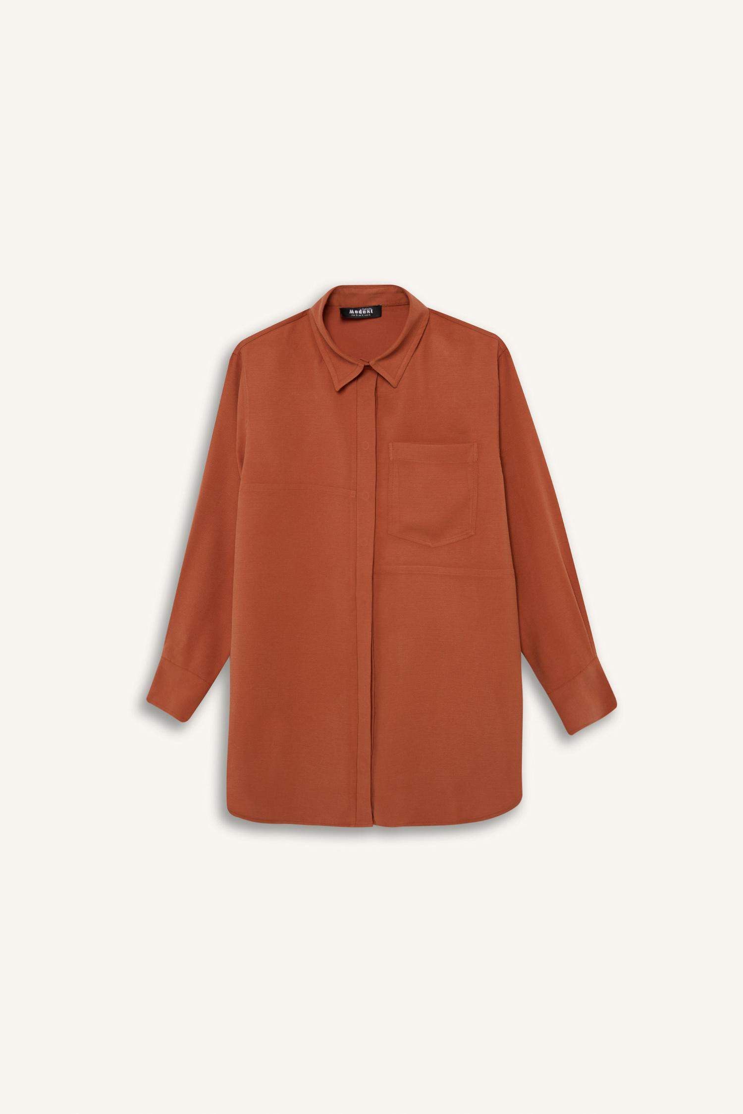 Relax Fit Basic Modal Long Sleeve Shirt Tunic