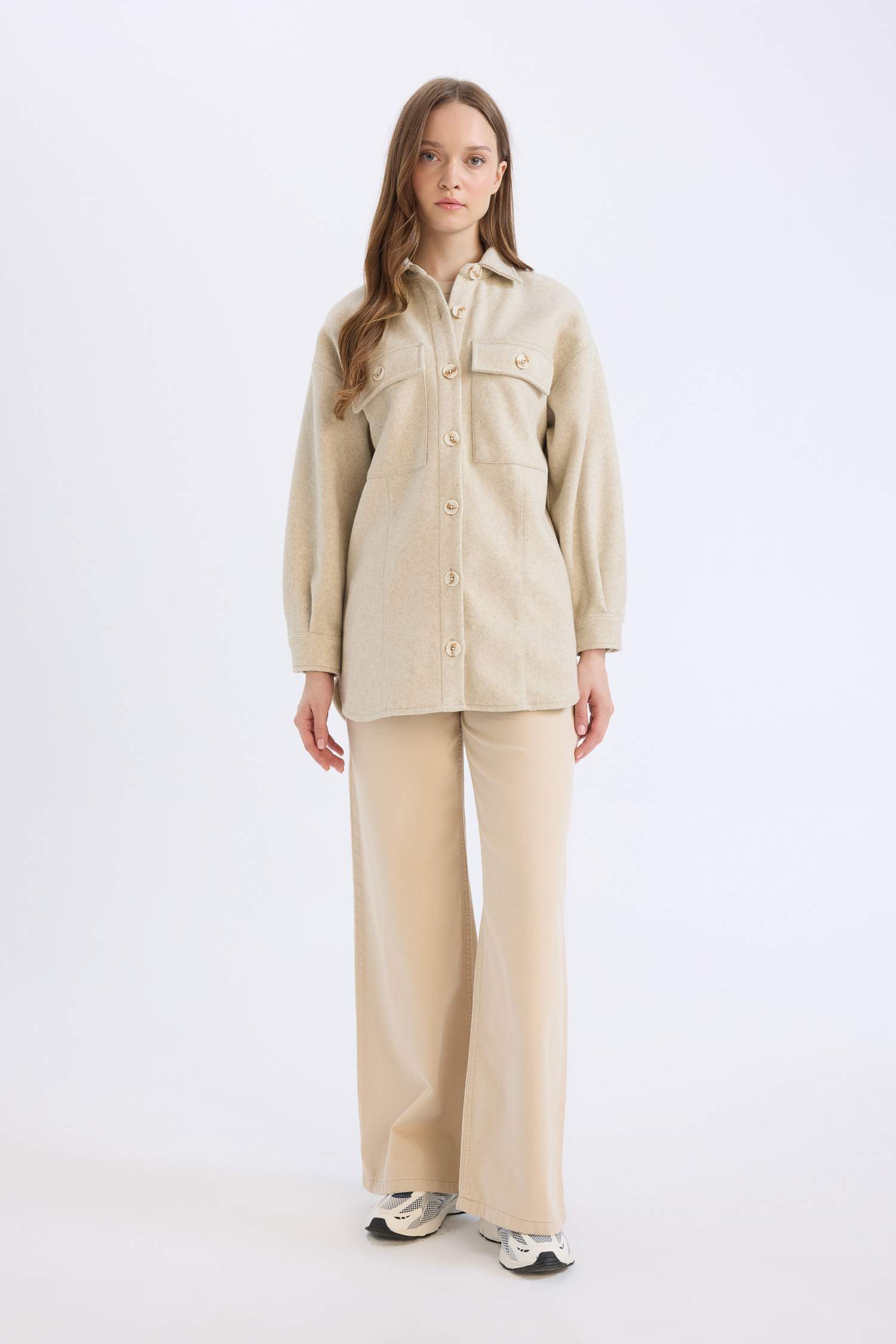 Relax Fit Pocketed Buttoned Shirt Jacket