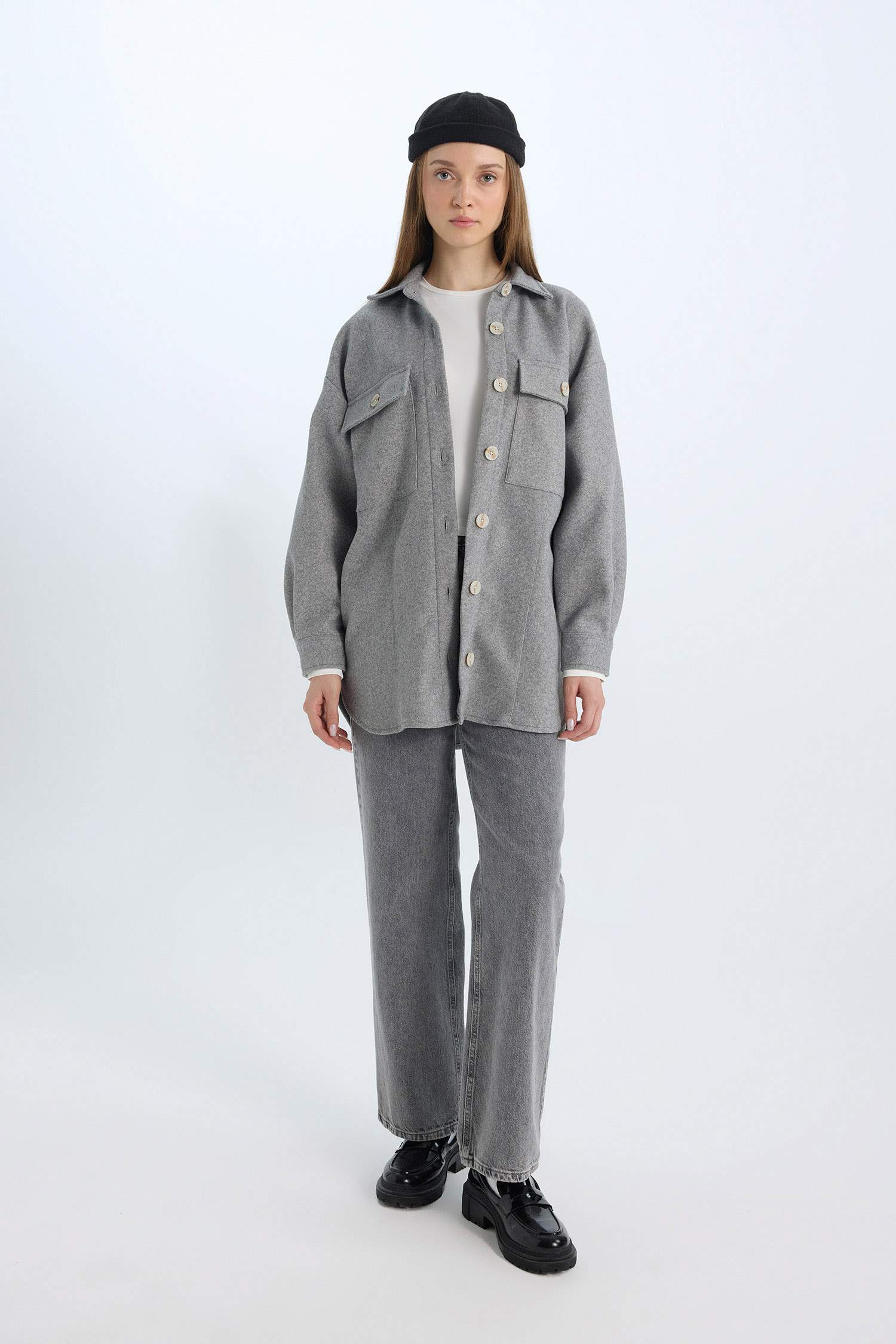 Relax Fit Cepli Düğmeli Gömlek Ceket 