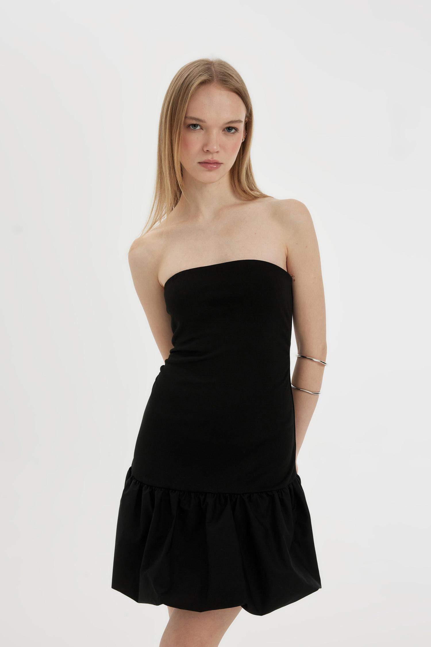 Balloon Fit Strapless Sleeveless Mini Dress