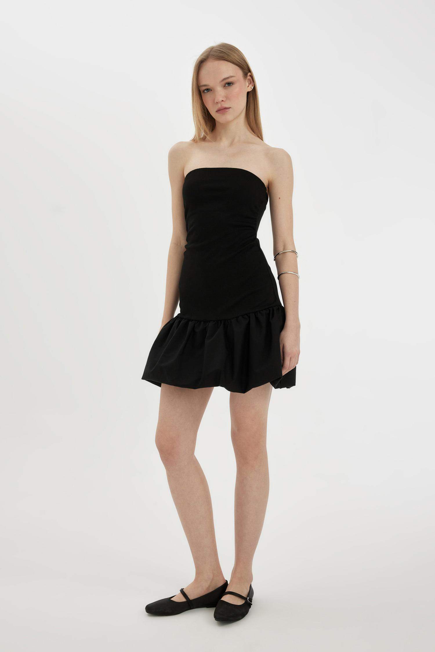 Balloon Fit Strapless Sleeveless Mini Dress
