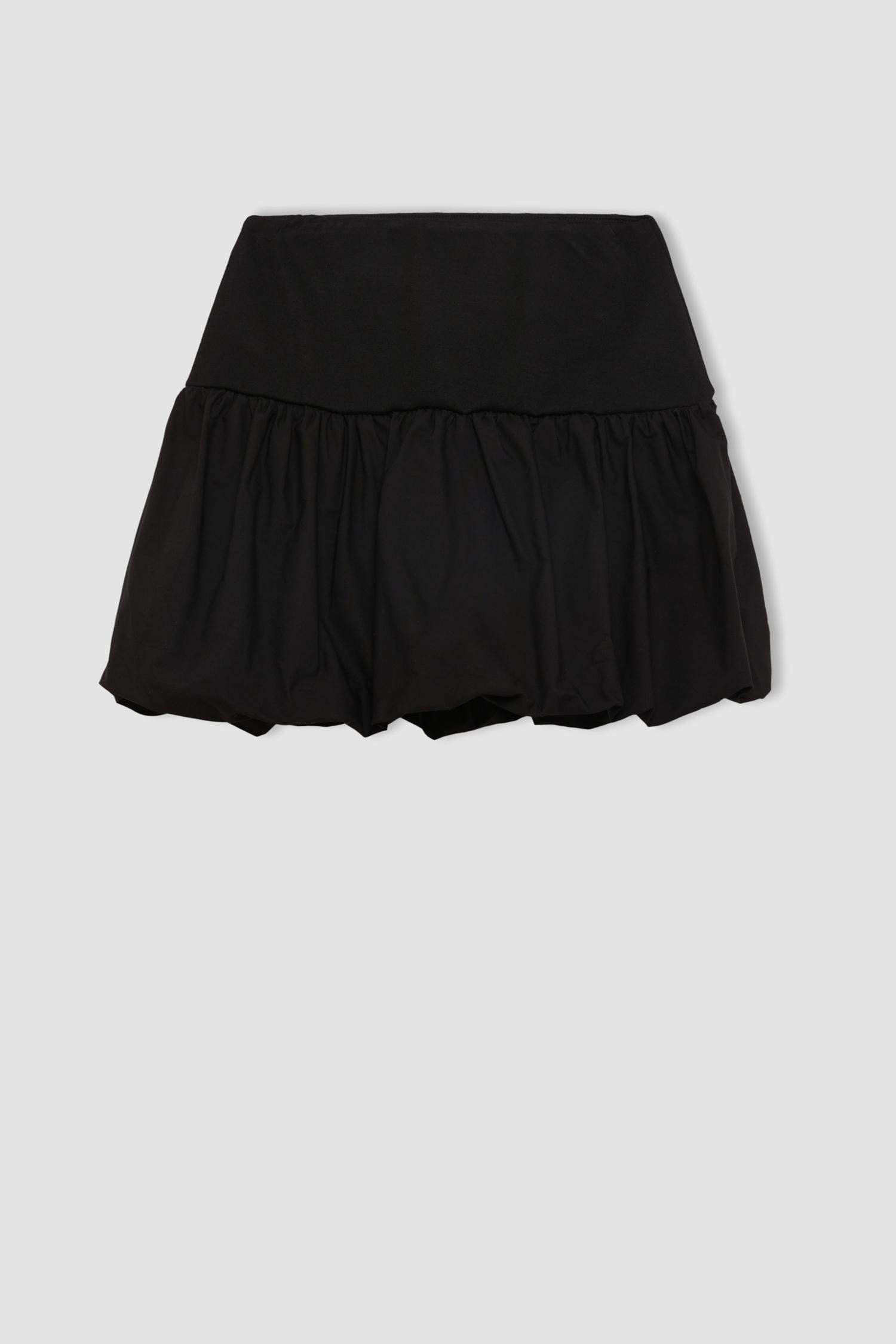 Balloon Fit High Waist Cotton Lined Mini Skirt