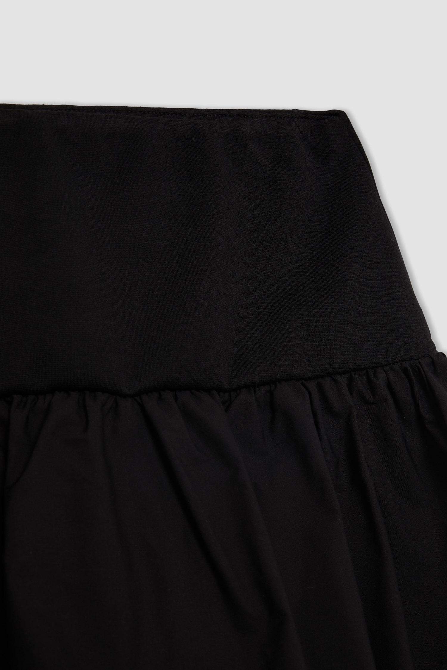 Balloon Fit High Waist Cotton Lined Mini Skirt