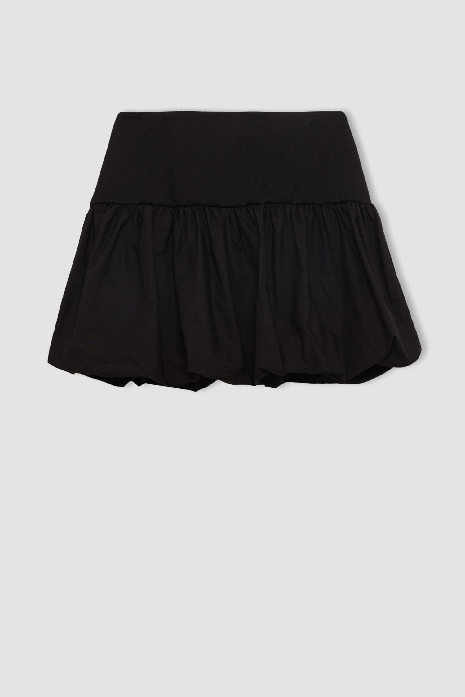 Balloon Fit High Waist Cotton Lined Mini Skirt