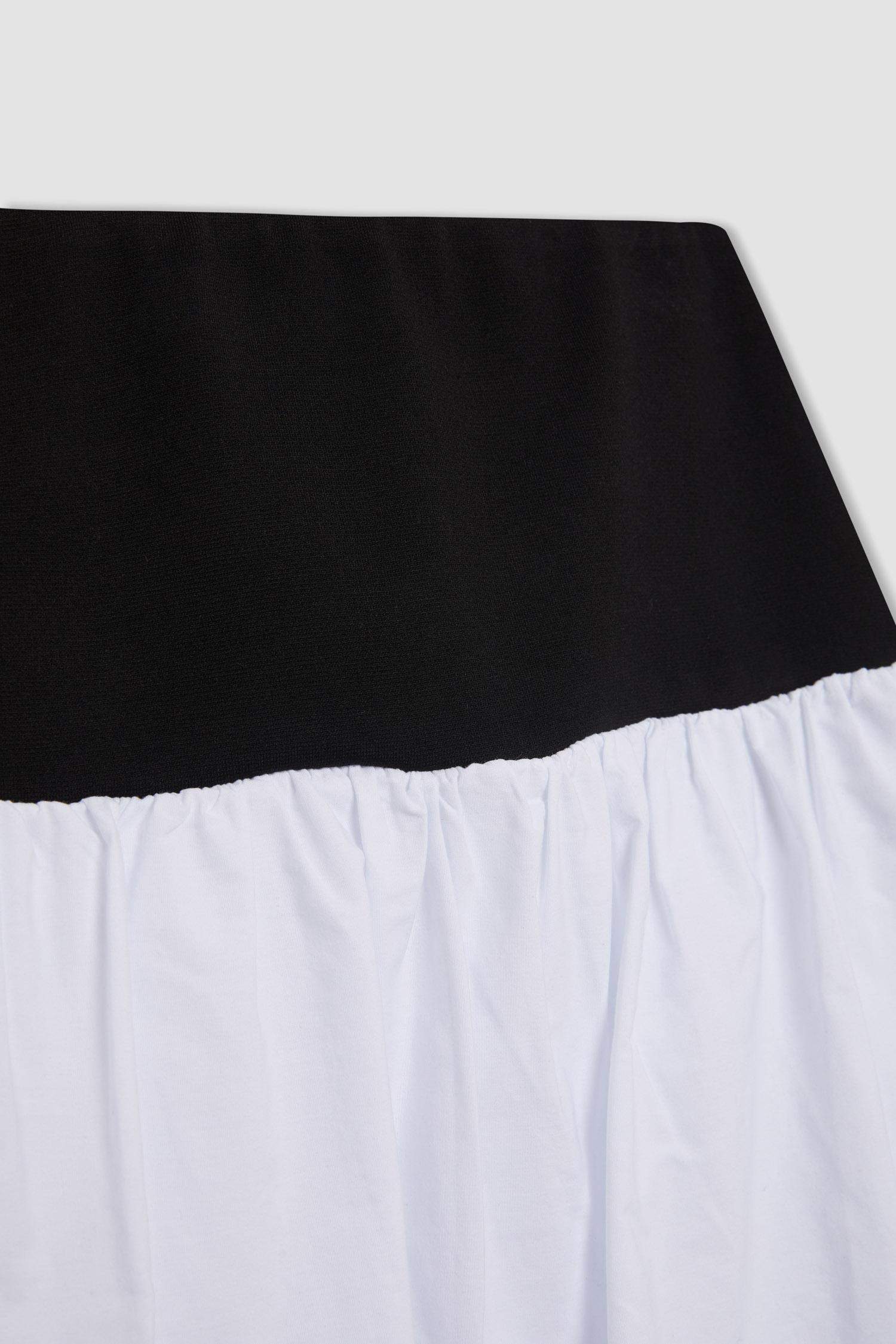 Coool Balloon Fit Yüksek Bel Pamuk Astarlı Mini Etek