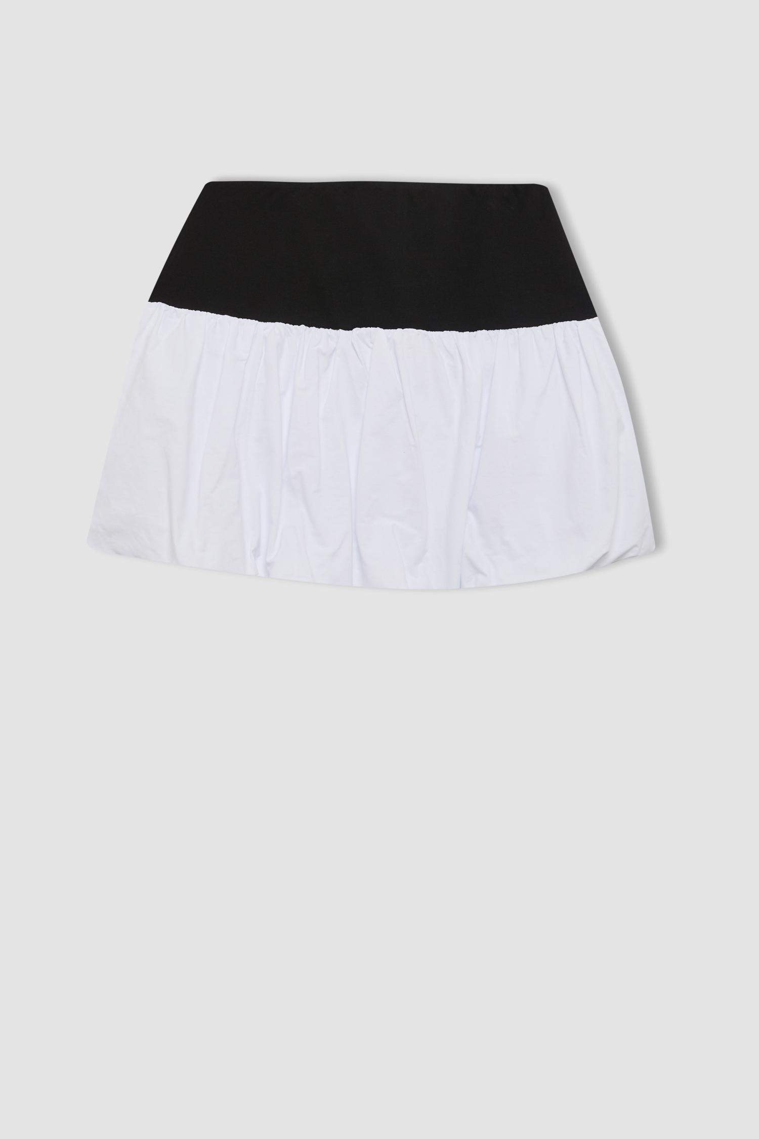 Coool Balloon Fit Yüksek Bel Pamuk Astarlı Mini Etek