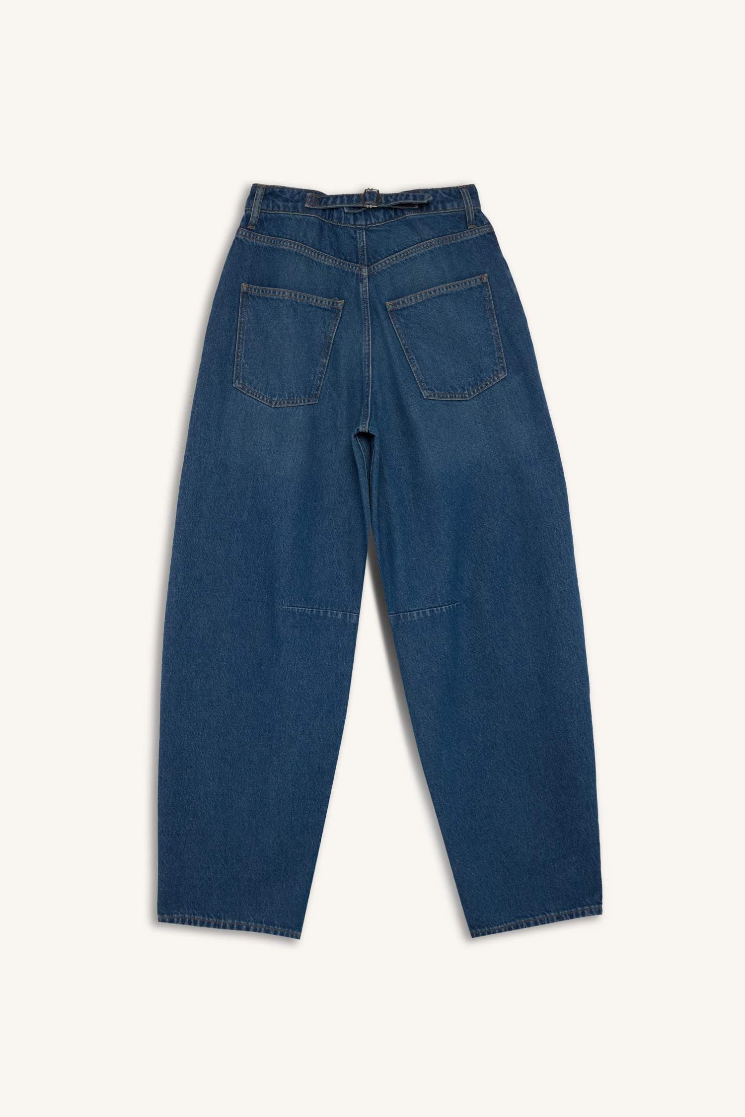 Jean baggy à taille haute long délavé
