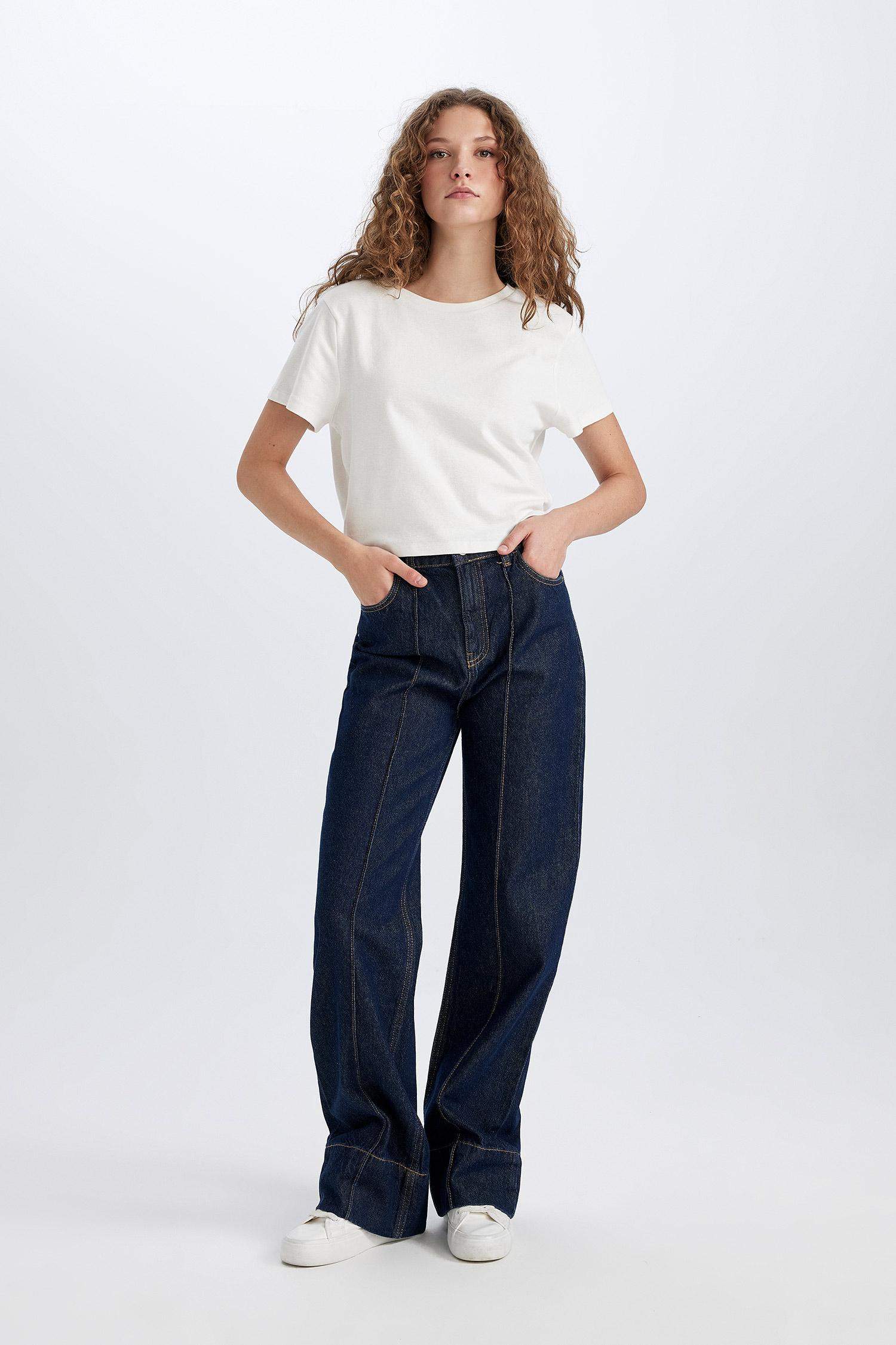 90's Wide Leg Yüksek Bel Geniş Paça Uzun Jean Pantolon