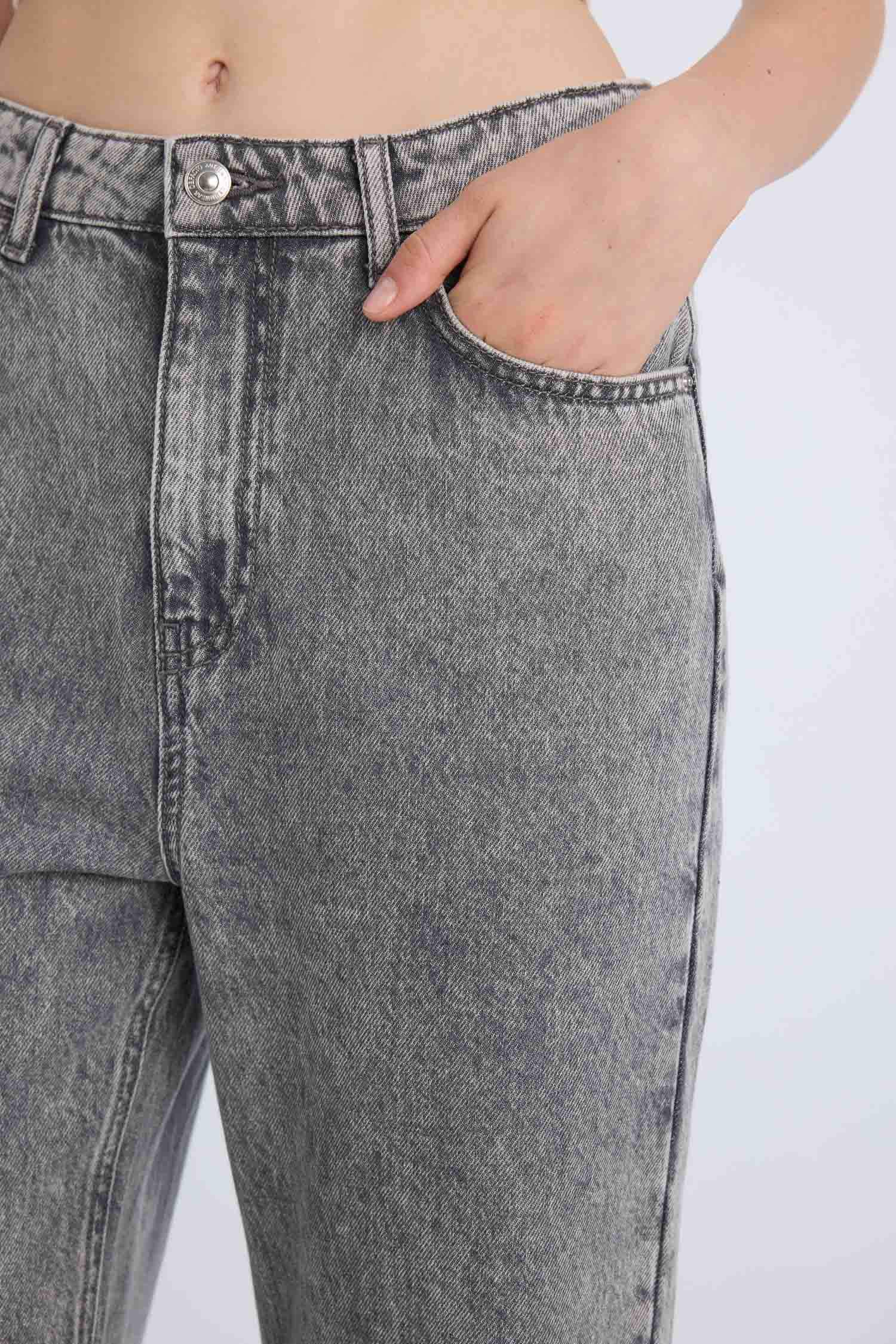 90's Wide Leg Yüksek Bel Geniş Paça Jean Yıkamalı Pantolon