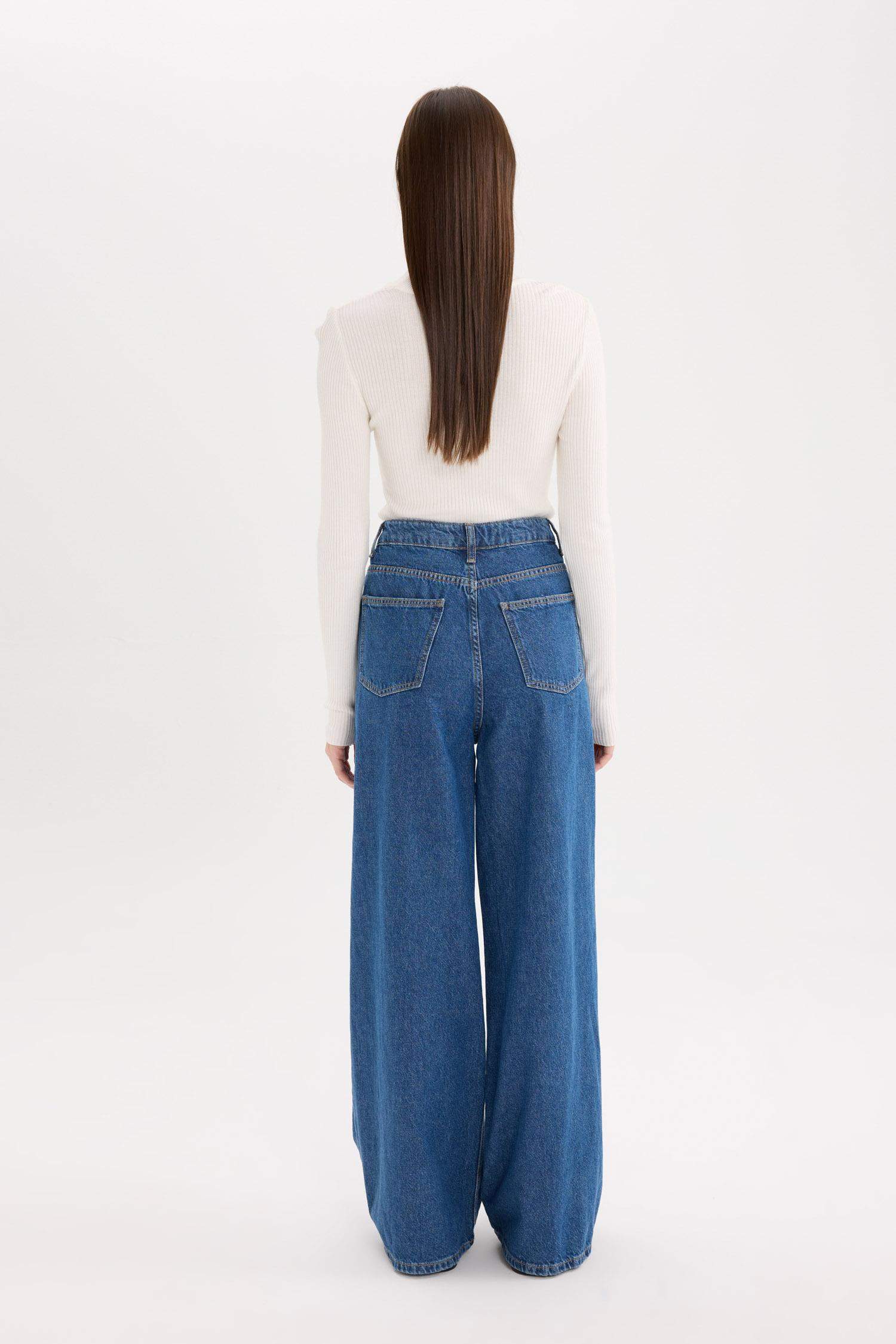 90's Wide Leg Yüksek Bel Geniş Paça Uzun Jean Pantolon