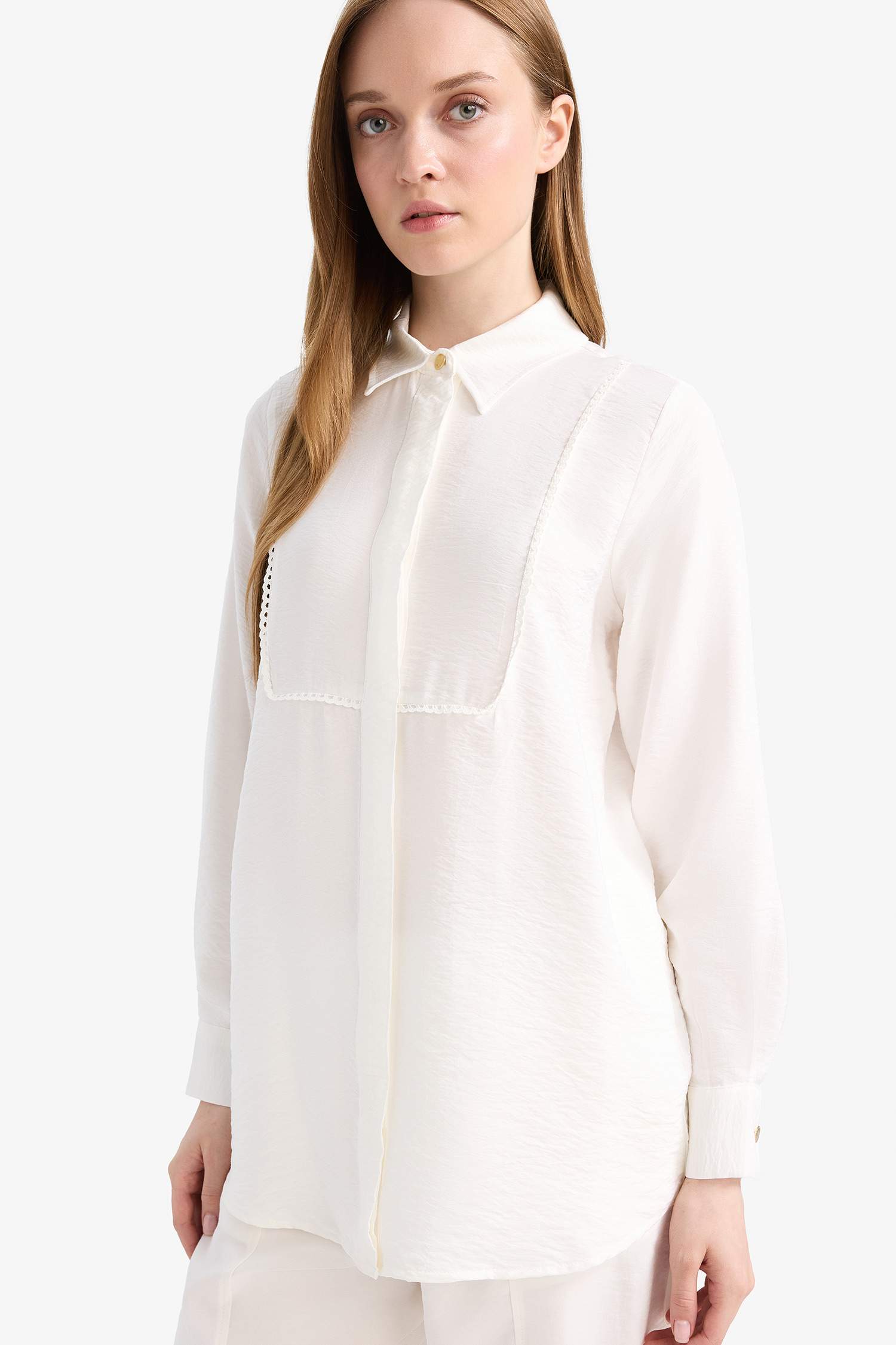 قميص طويل كم طويل قصة عادية