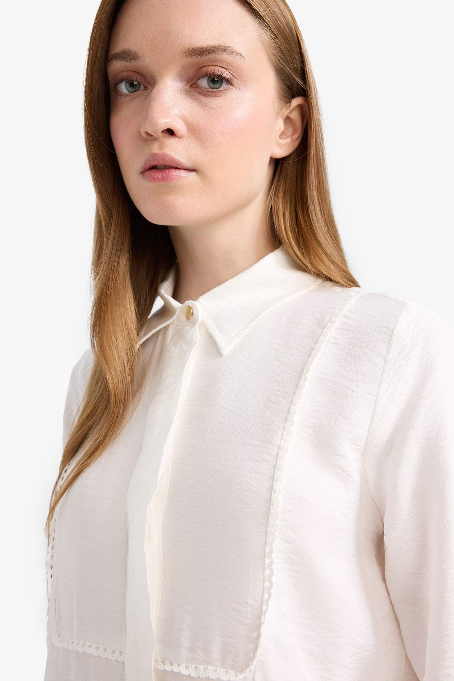 قميص طويل كم طويل قصة عادية