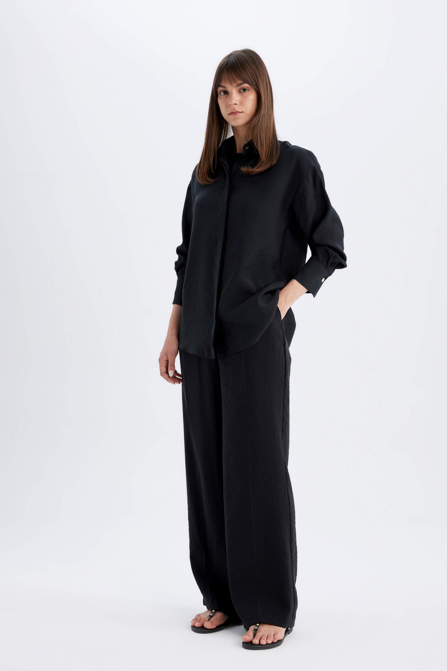 Relax Fit Modal Long Sleeve Shirt Tunic