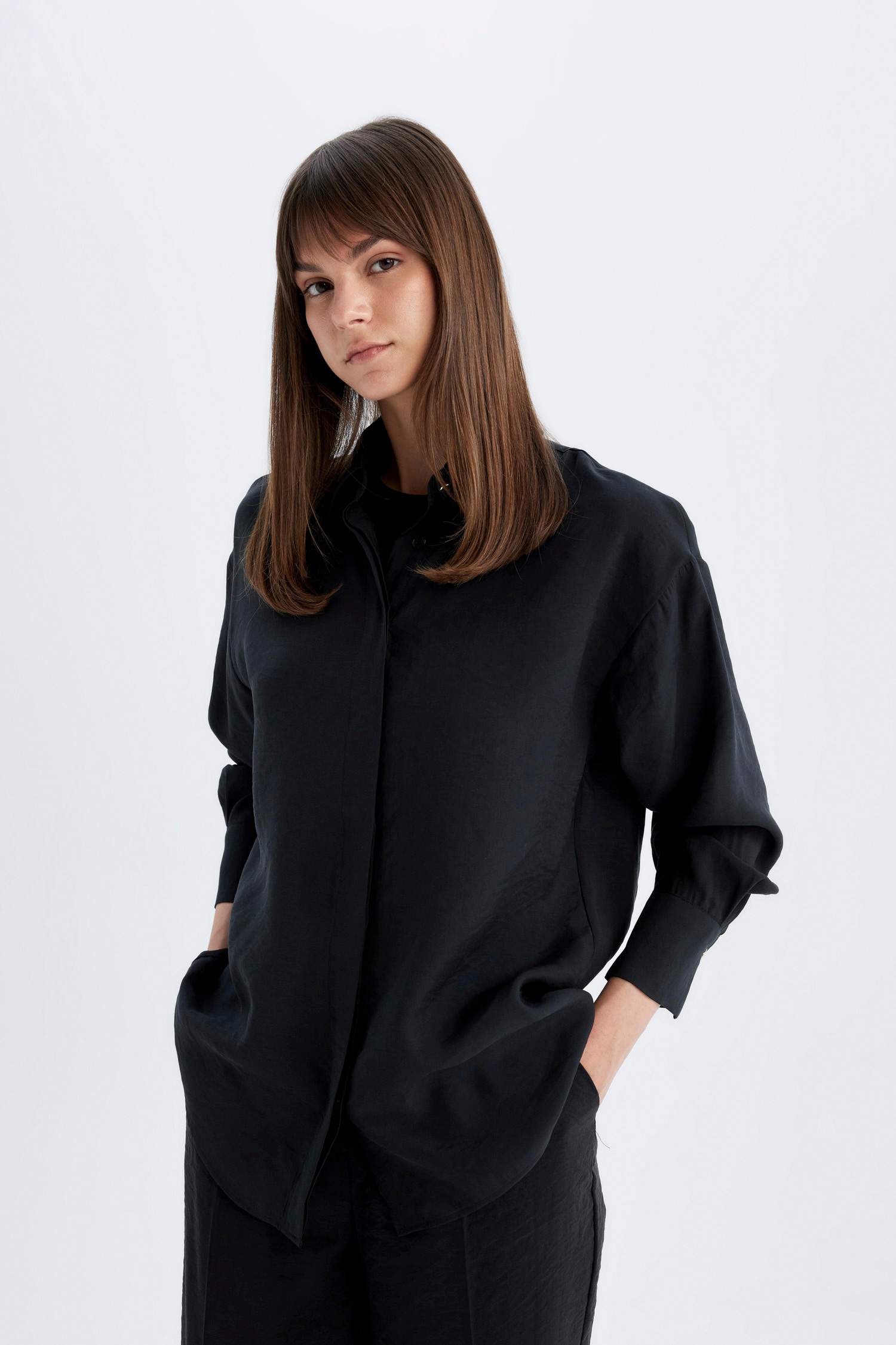 Relax Fit Modal Long Sleeve Shirt Tunic