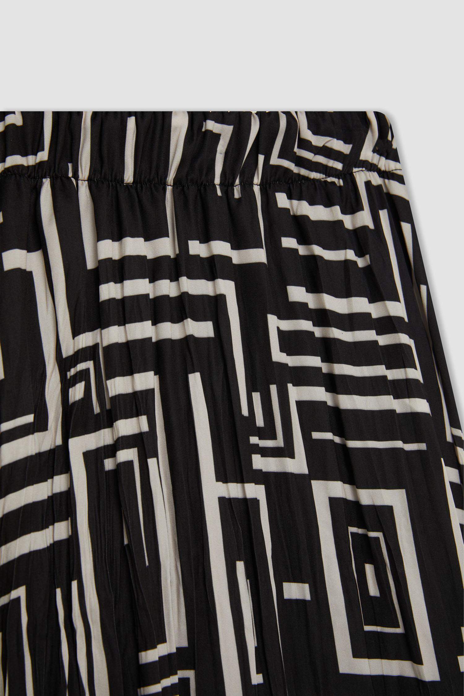 Pilise Desenli Saten Maxi Tesettür Etek