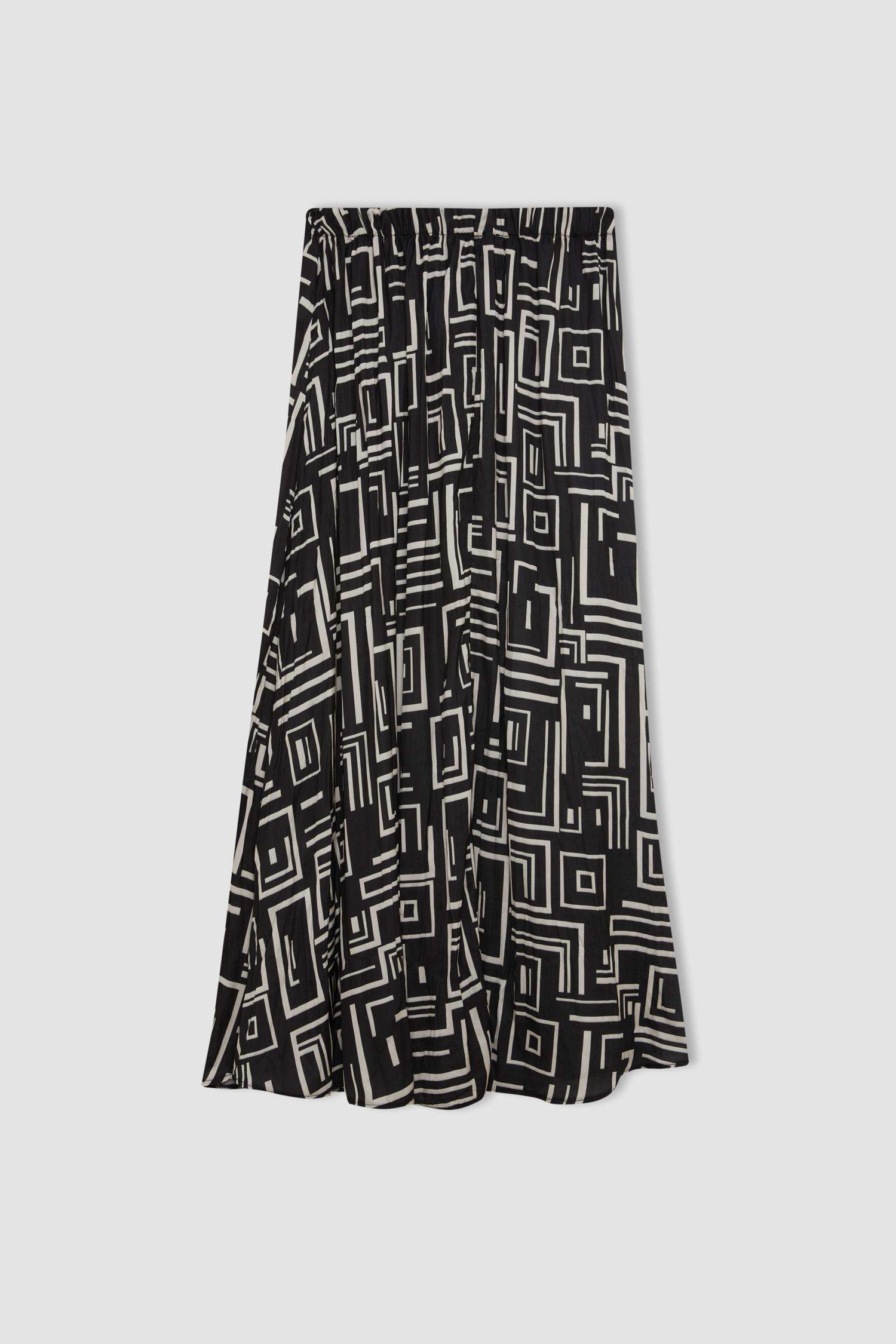 Pilise Desenli Saten Maxi Tesettür Etek