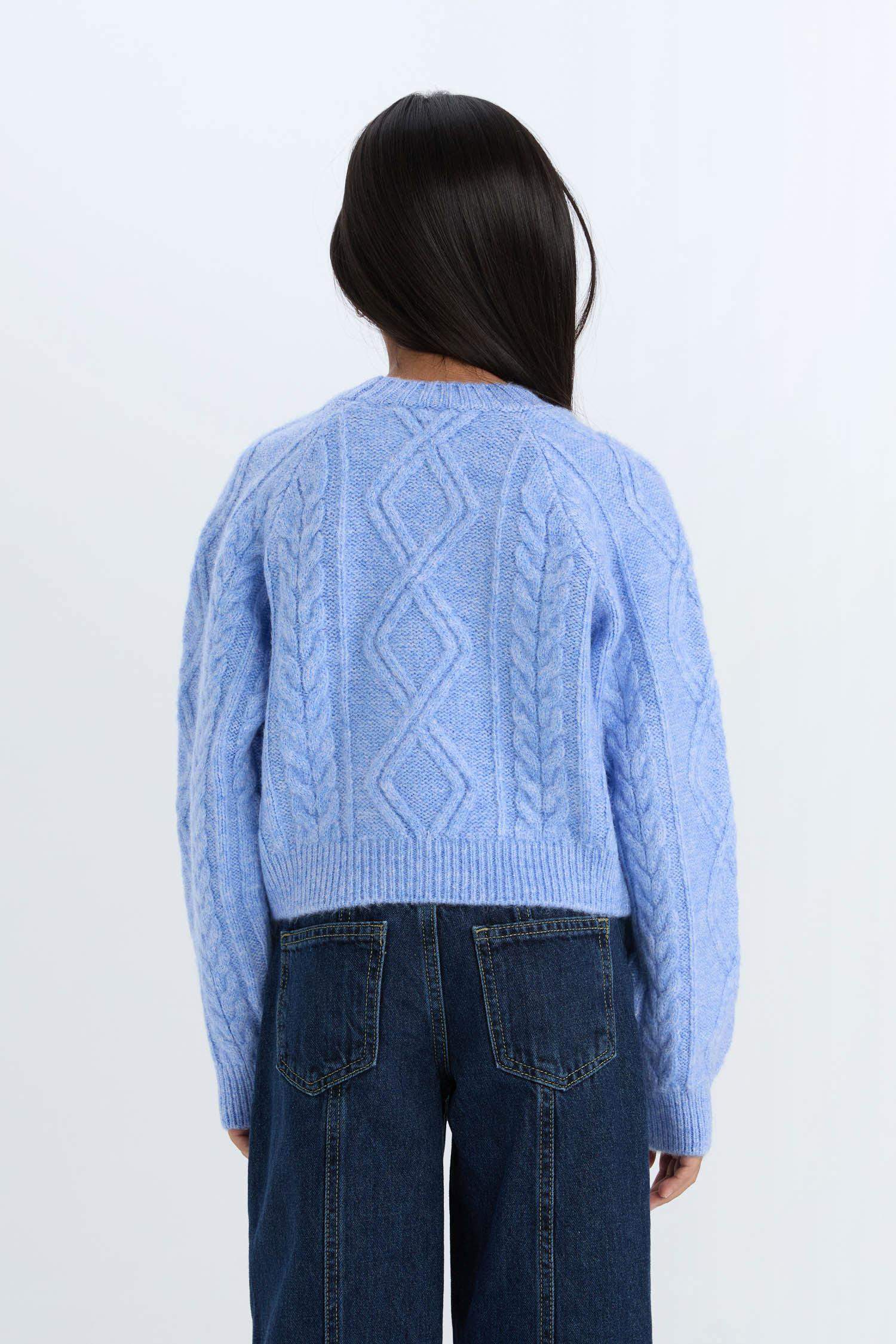 بلوفر قصة عادية برقبة مستديرة