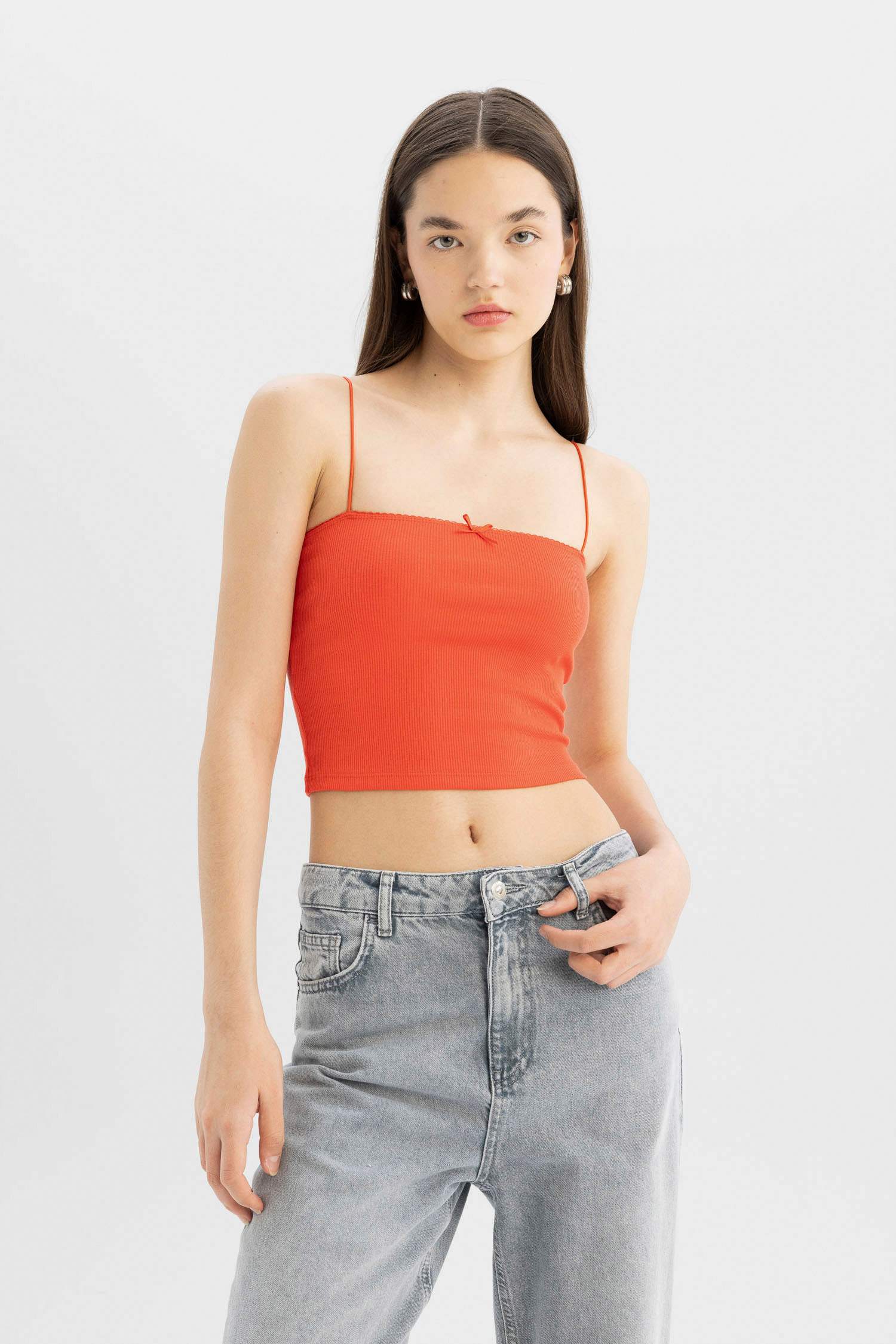 Fitted Ribbed Camisole Crop Top