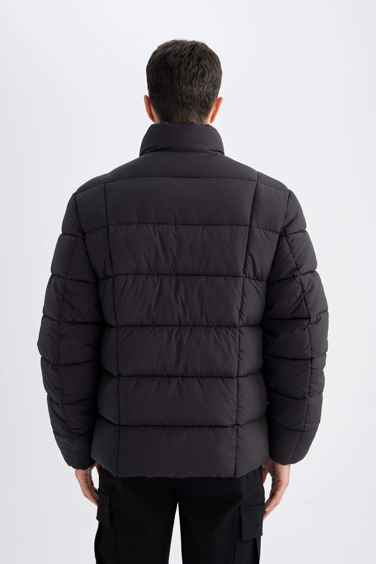 Su İtici Rüzgar Geçirmez Slim Fit Dar Kesim Dik Yaka Astarlı Fermuarlı Cepli Kışlık Şişme Mont