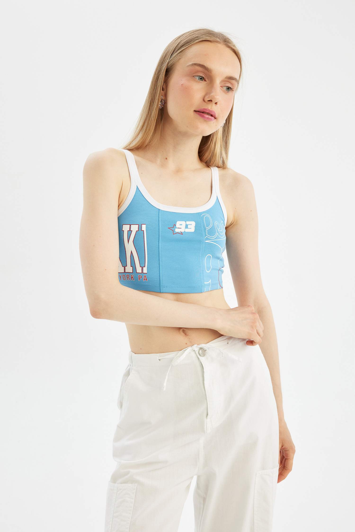 Fitted Printed Strappy Crop Top