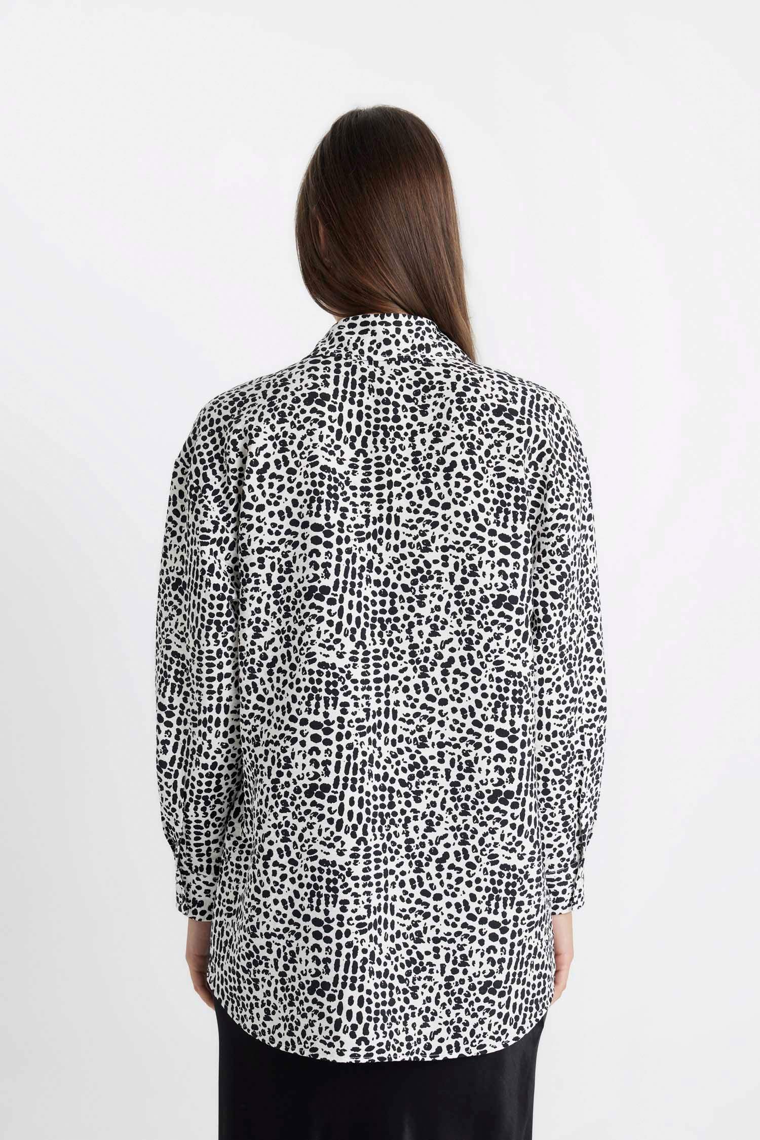 Relax Fit Desenli Uzun Kollu Gömlek Tunik