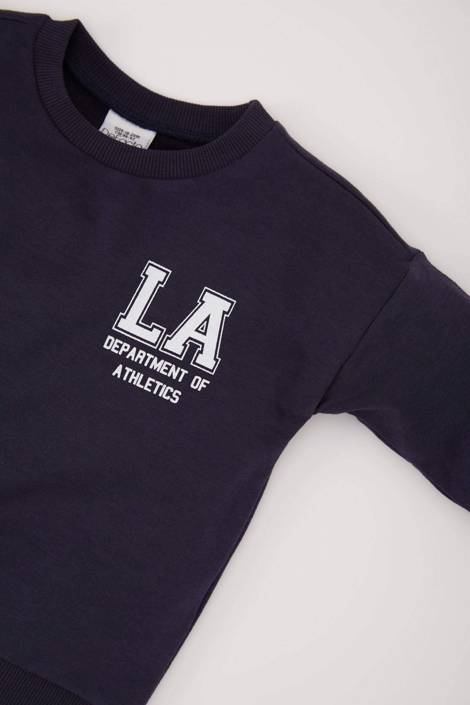 Baby Boy Regular Fit Slogan Printed Soft Furry Inside Thin Sweatshirt