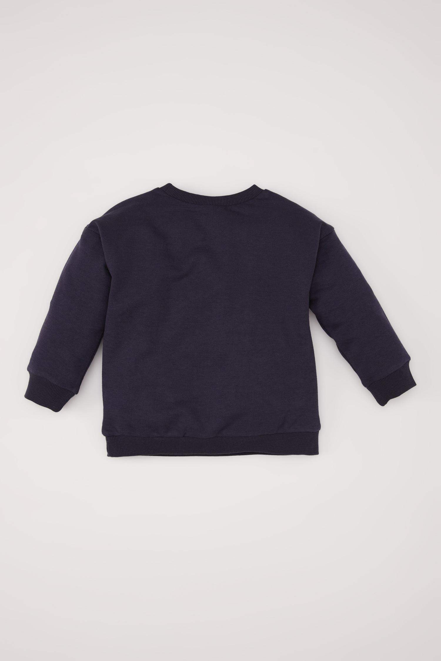 Baby Boy Regular Fit Slogan Printed Soft Furry Inside Thin Sweatshirt