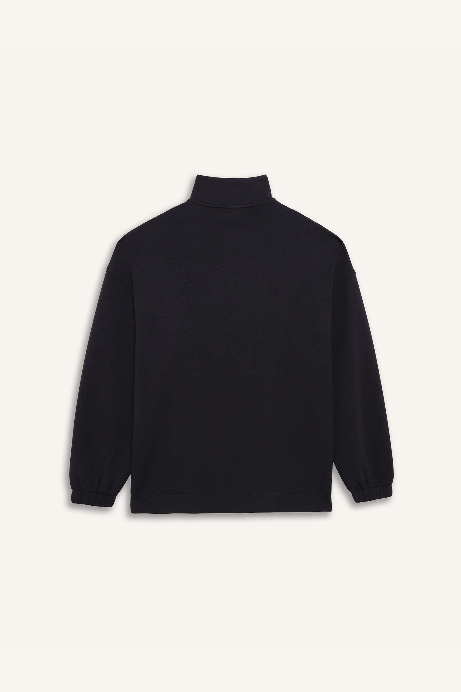 DeFactoFit Long Fit Dik Yaka Fermuarlı Modal Sweatshirt