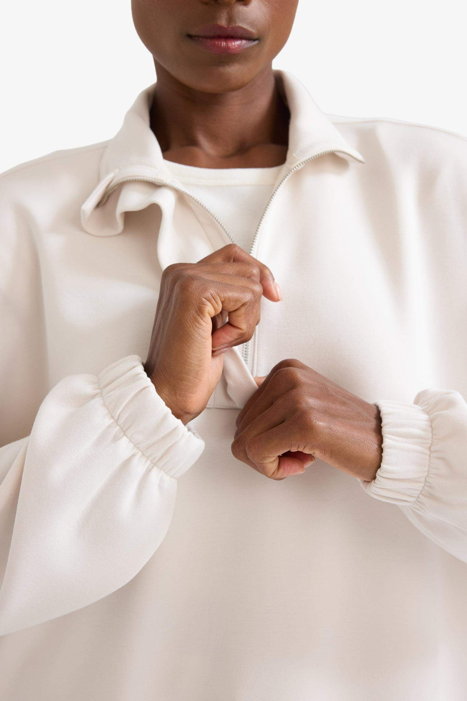 DeFactoFit Long Fit Dik Yaka Fermuarlı Modal Sweatshirt