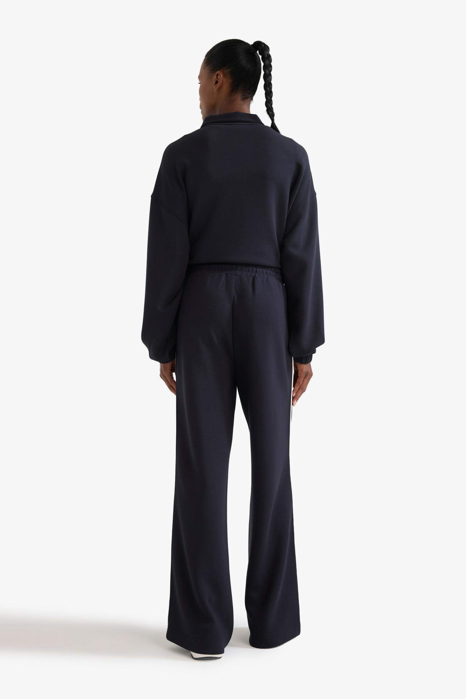 بنطلون نسيج مشروط وايد ليج برجل واسع بجيب