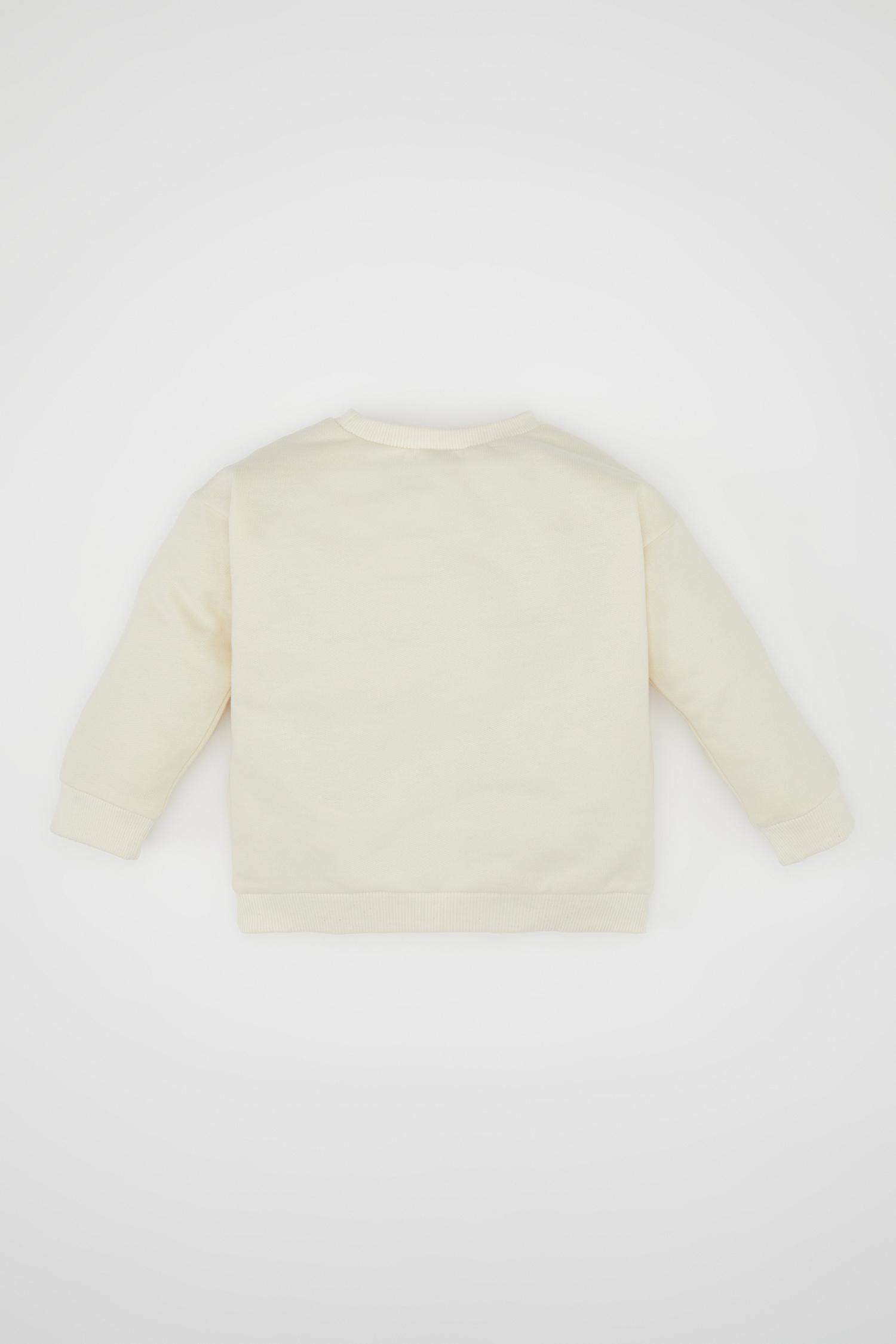 Erkek Bebek Bisiklet Yaka Dinozor Baskılı Sweatshirt